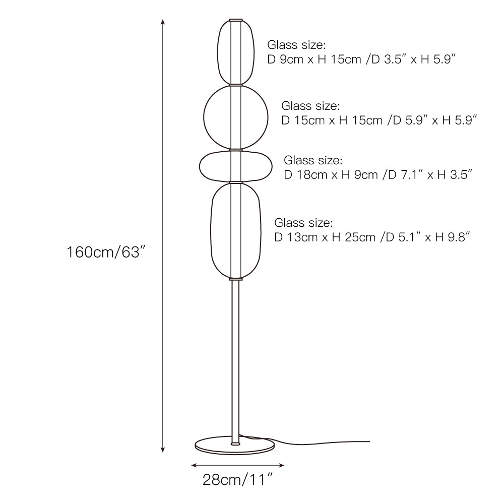 Stacked Glass Pebble Floor Lamp