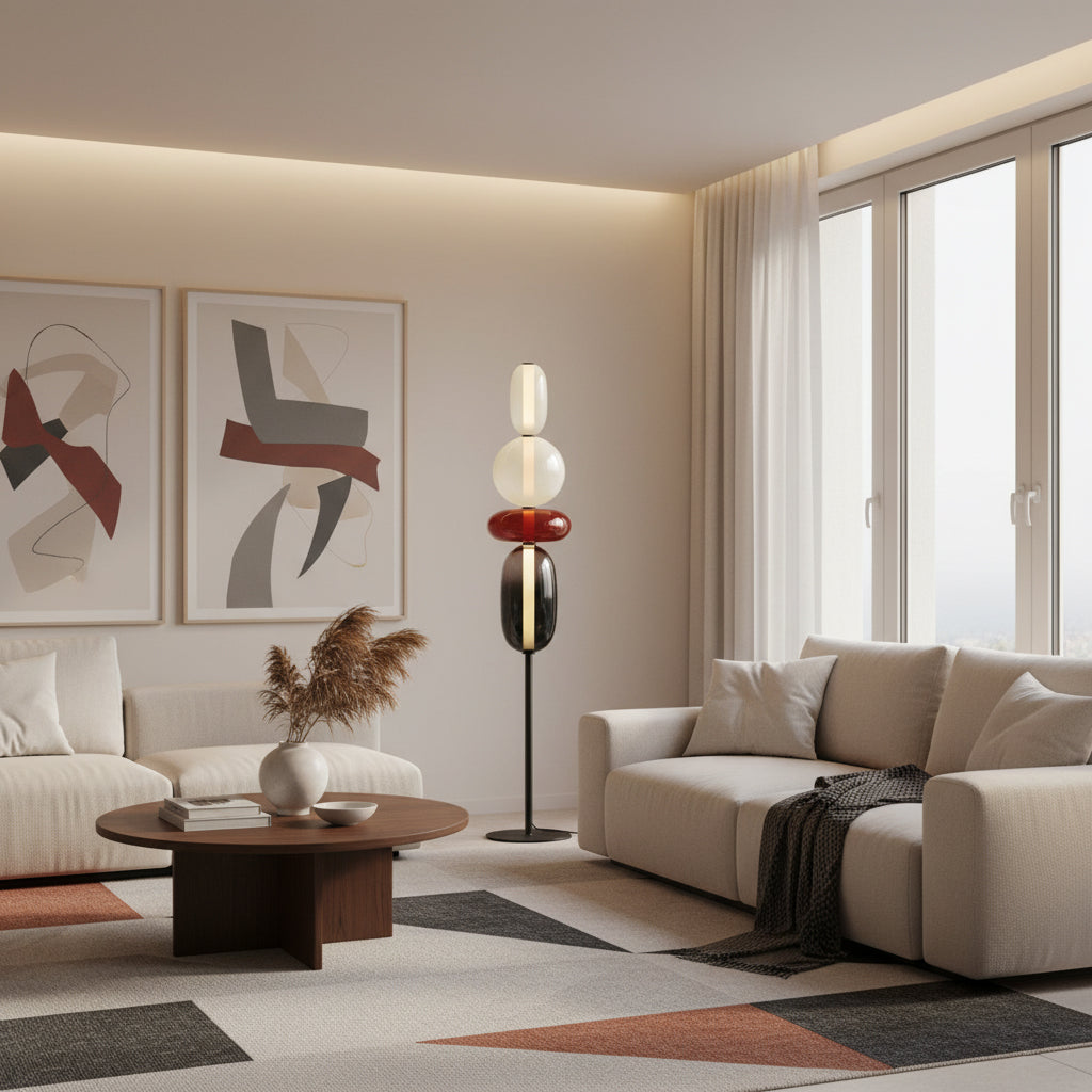 Stacked Glass Pebble Floor Lamp