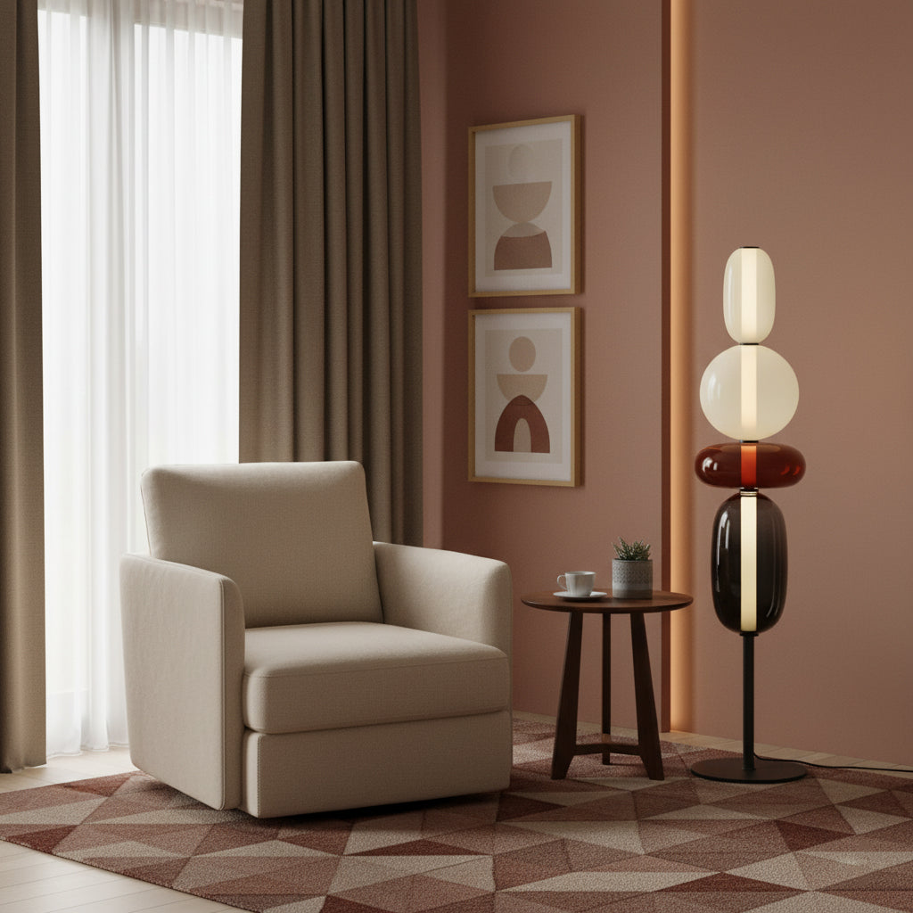 Stacked Glass Pebble Floor Lamp