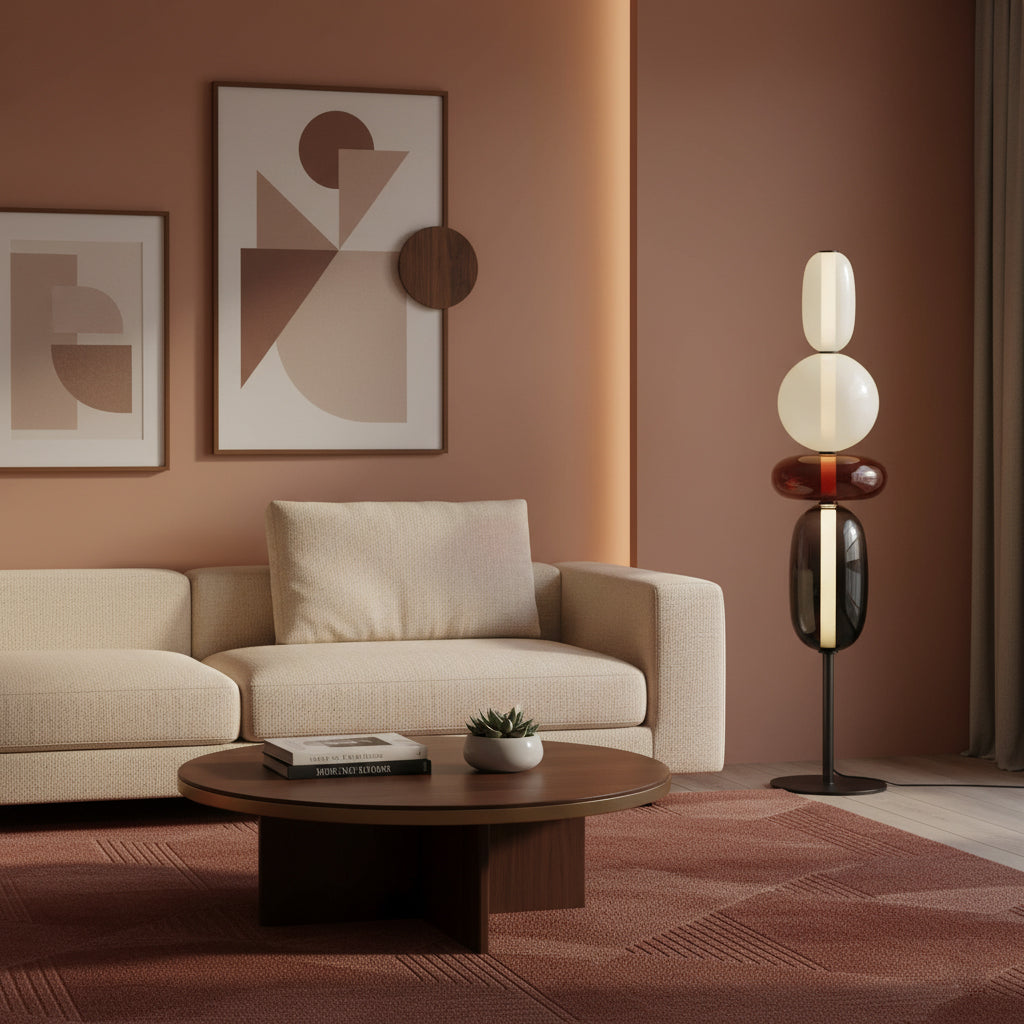 Stacked Glass Pebble Floor Lamp