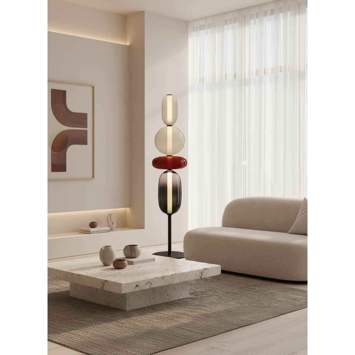 Stacked Glass Pebble Floor Lamp