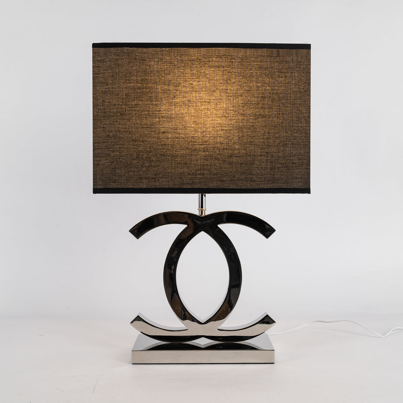 Polished Steel Drum Shade Table Lamp