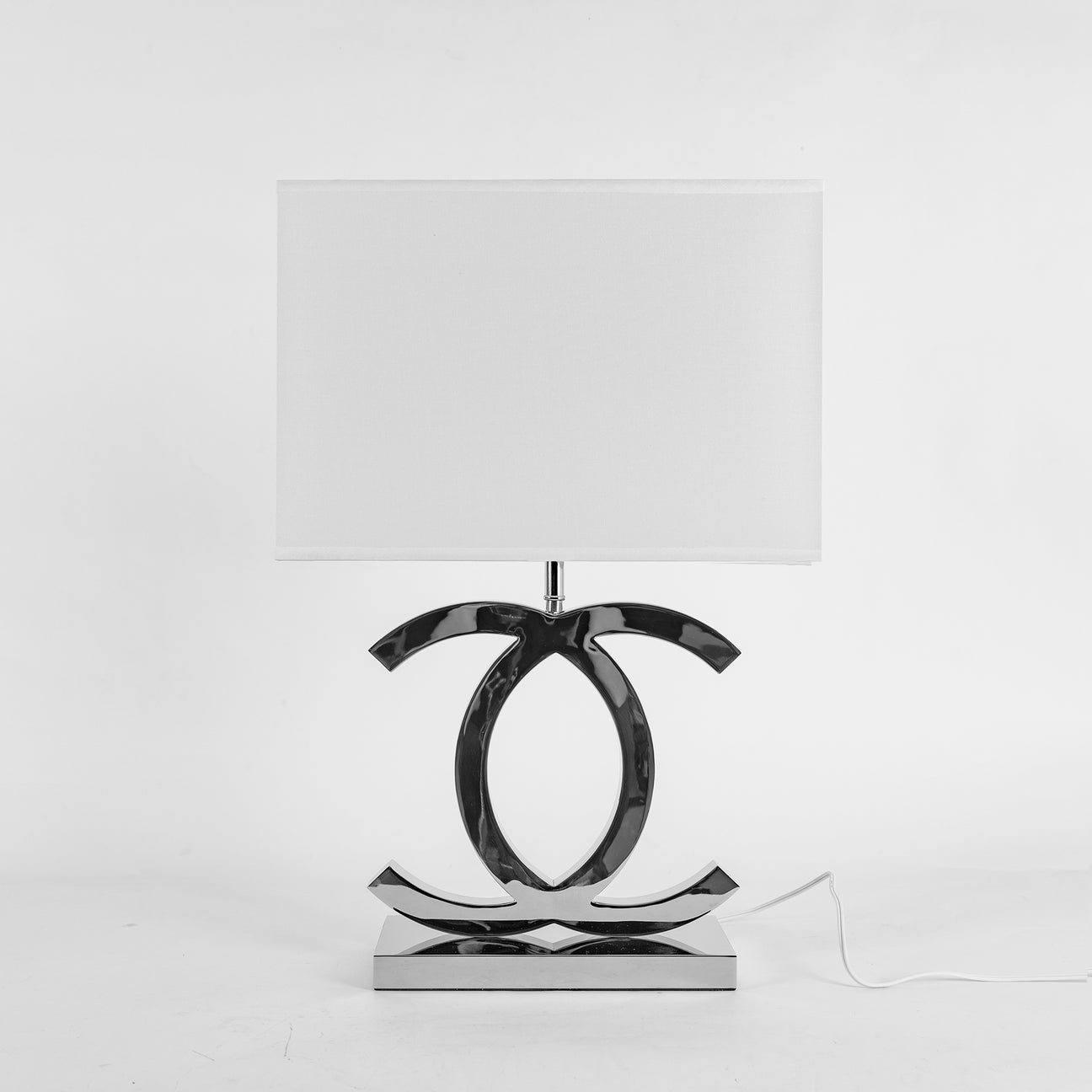 Polished Steel Drum Shade Table Lamp