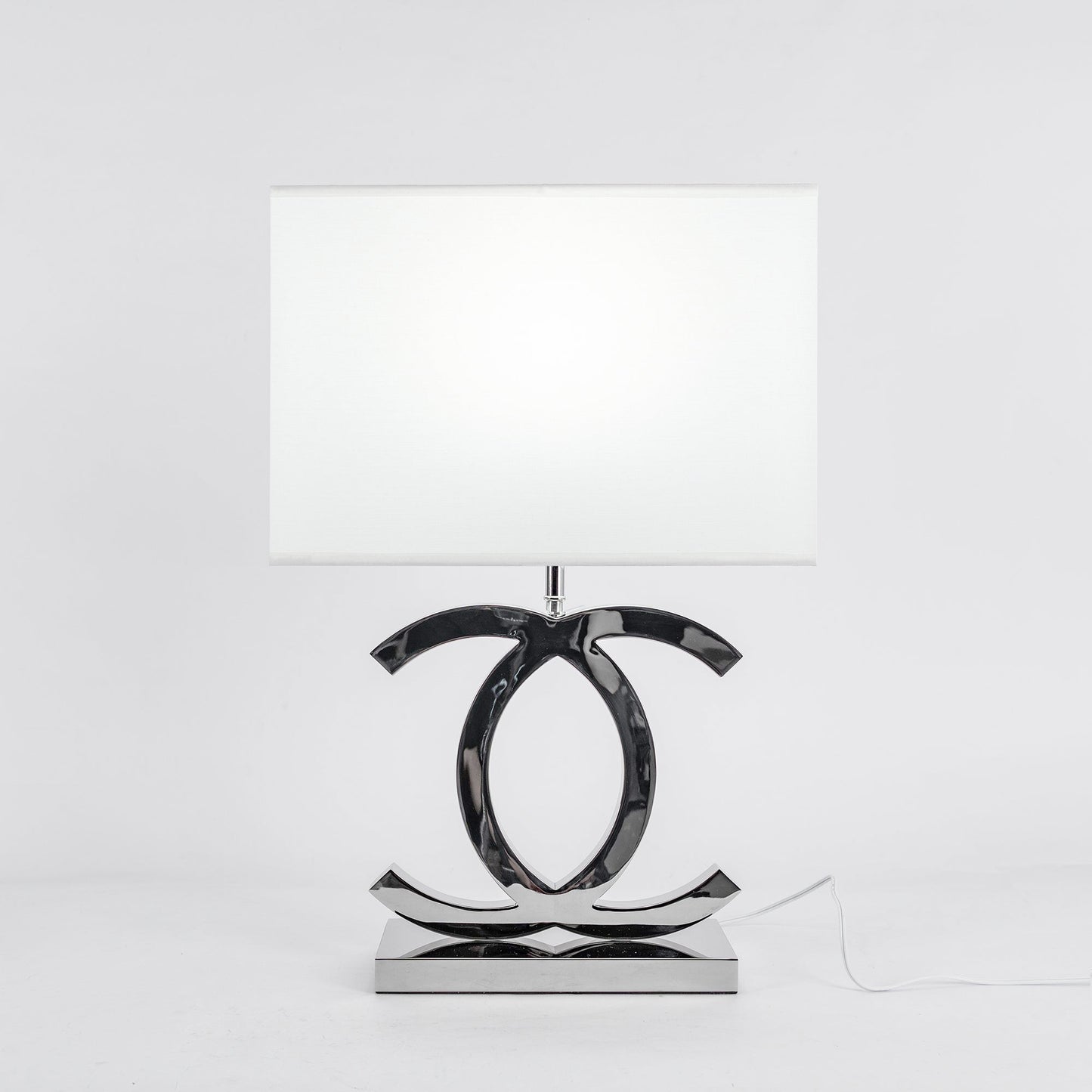 Polished Steel Drum Shade Table Lamp