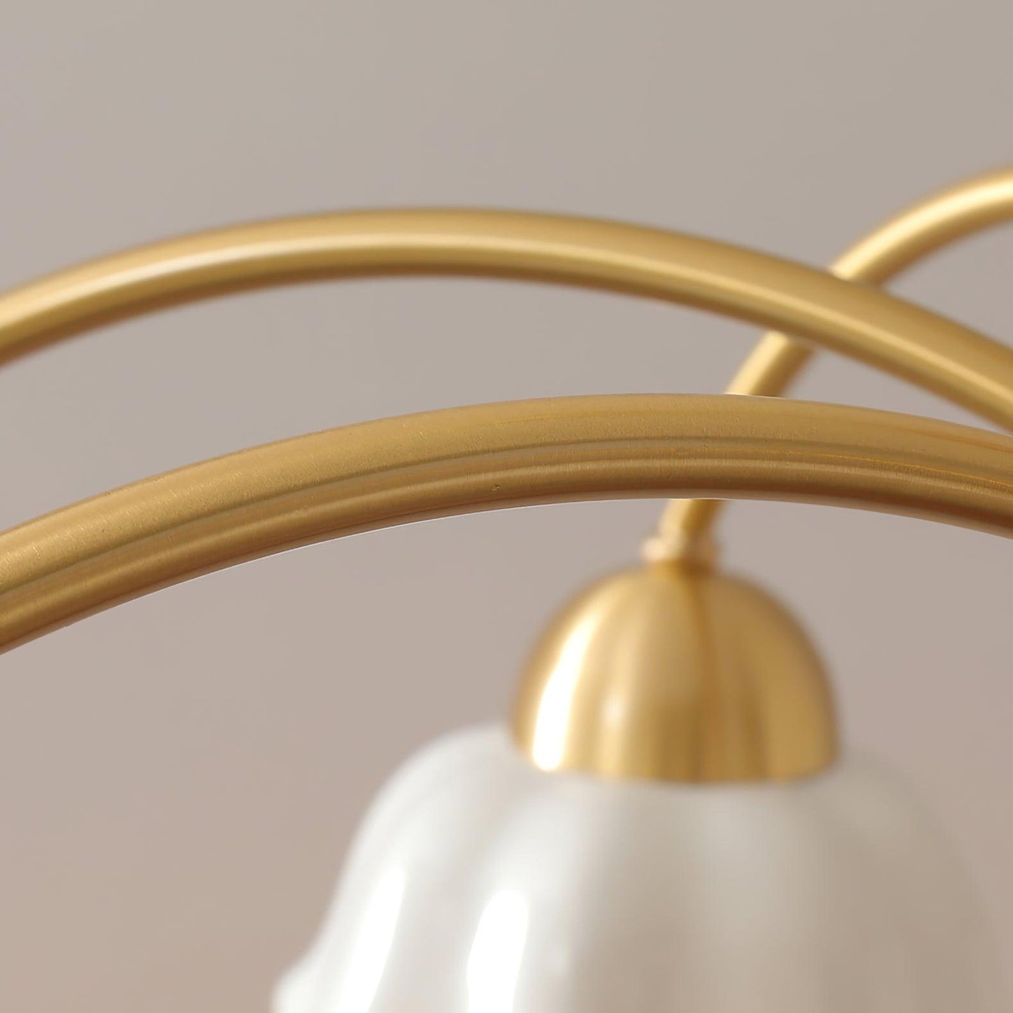 Mid Century Walnut and Brass Chandelier