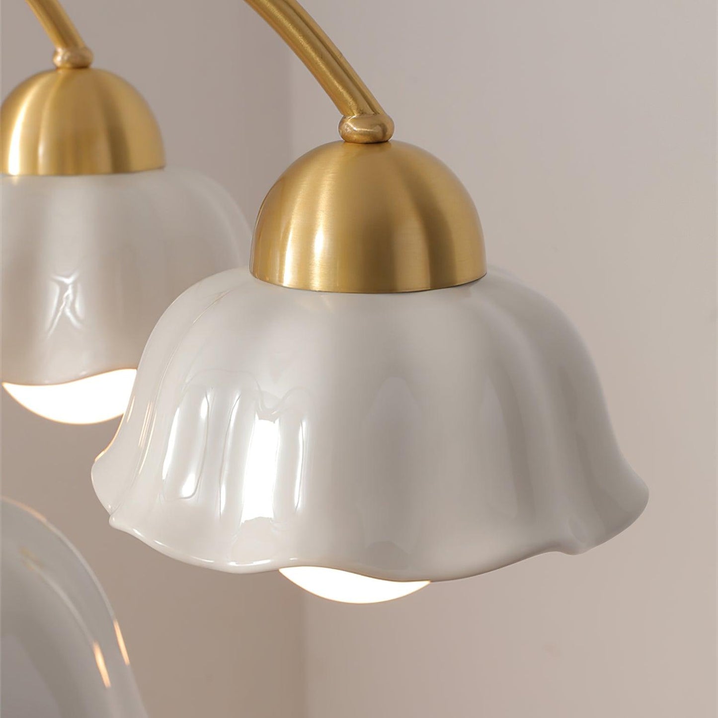Mid Century Walnut and Brass Chandelier