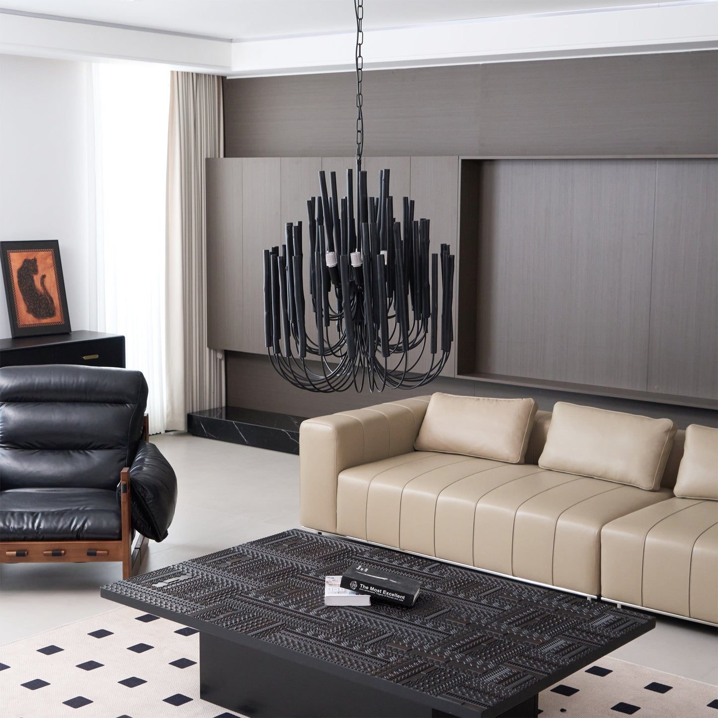 Aspen Layered Wood Rod Chandelier