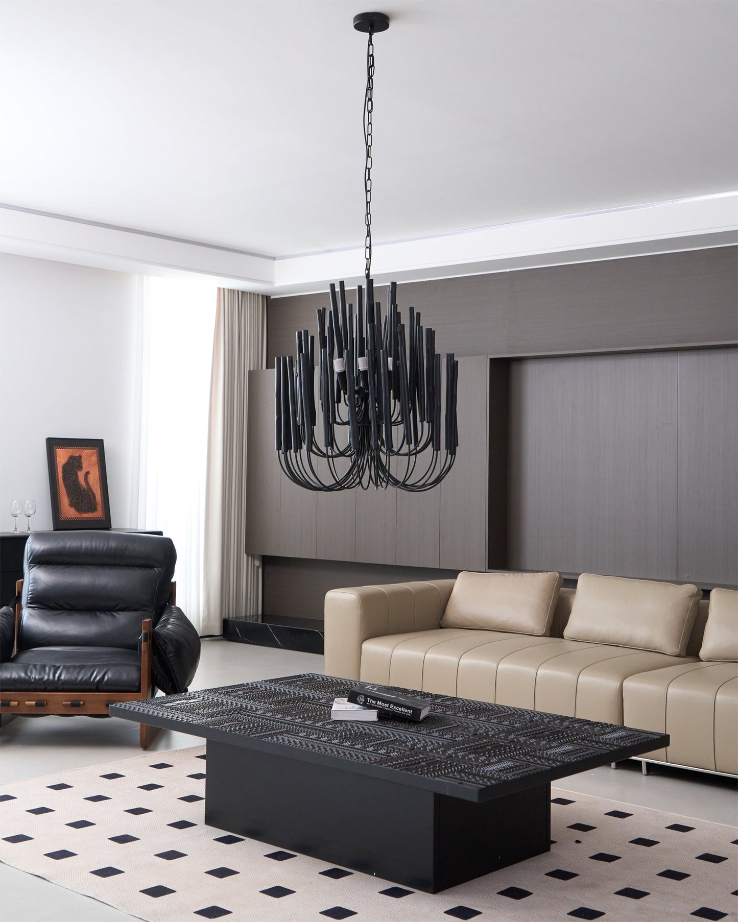 Aspen Layered Wood Rod Chandelier