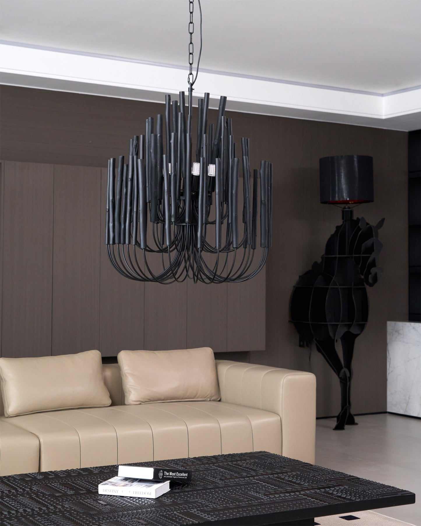 Aspen Layered Wood Rod Chandelier