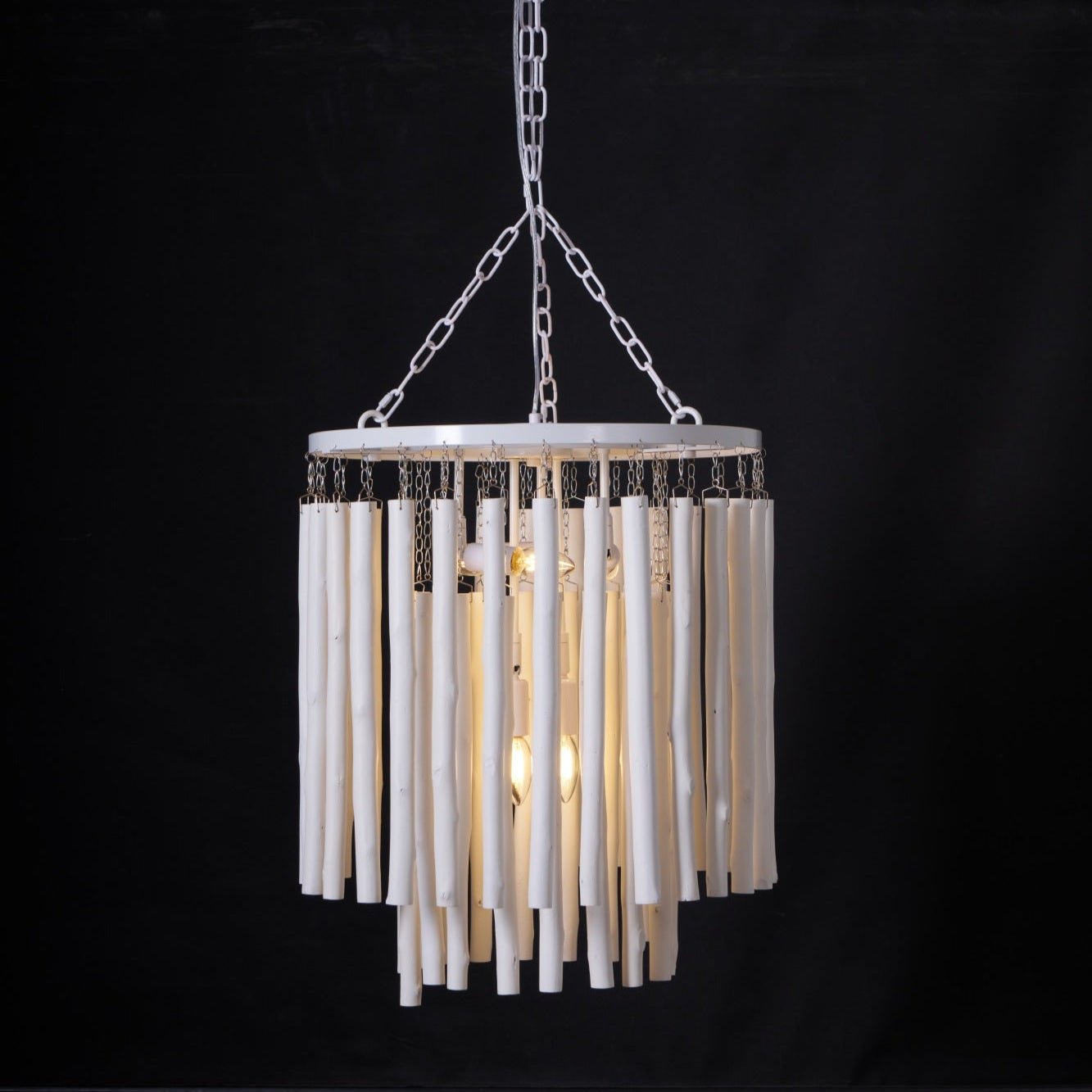 Aspen Layered Wood Rod Chandelier