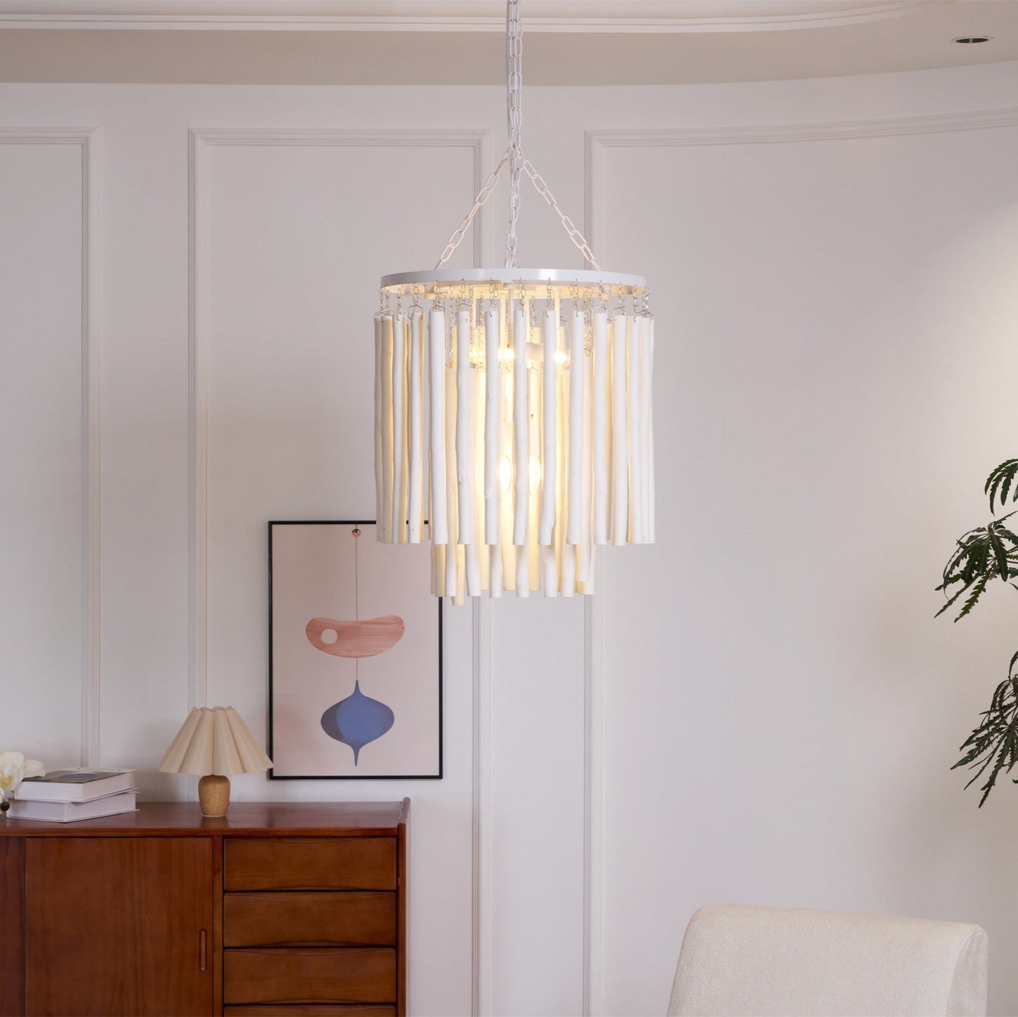 Aspen Layered Wood Rod Chandelier