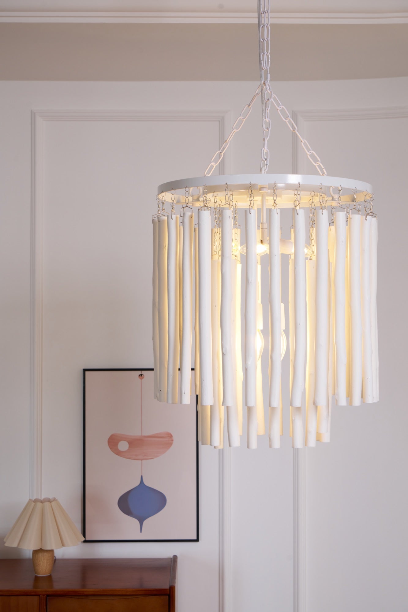 Aspen Layered Wood Rod Chandelier
