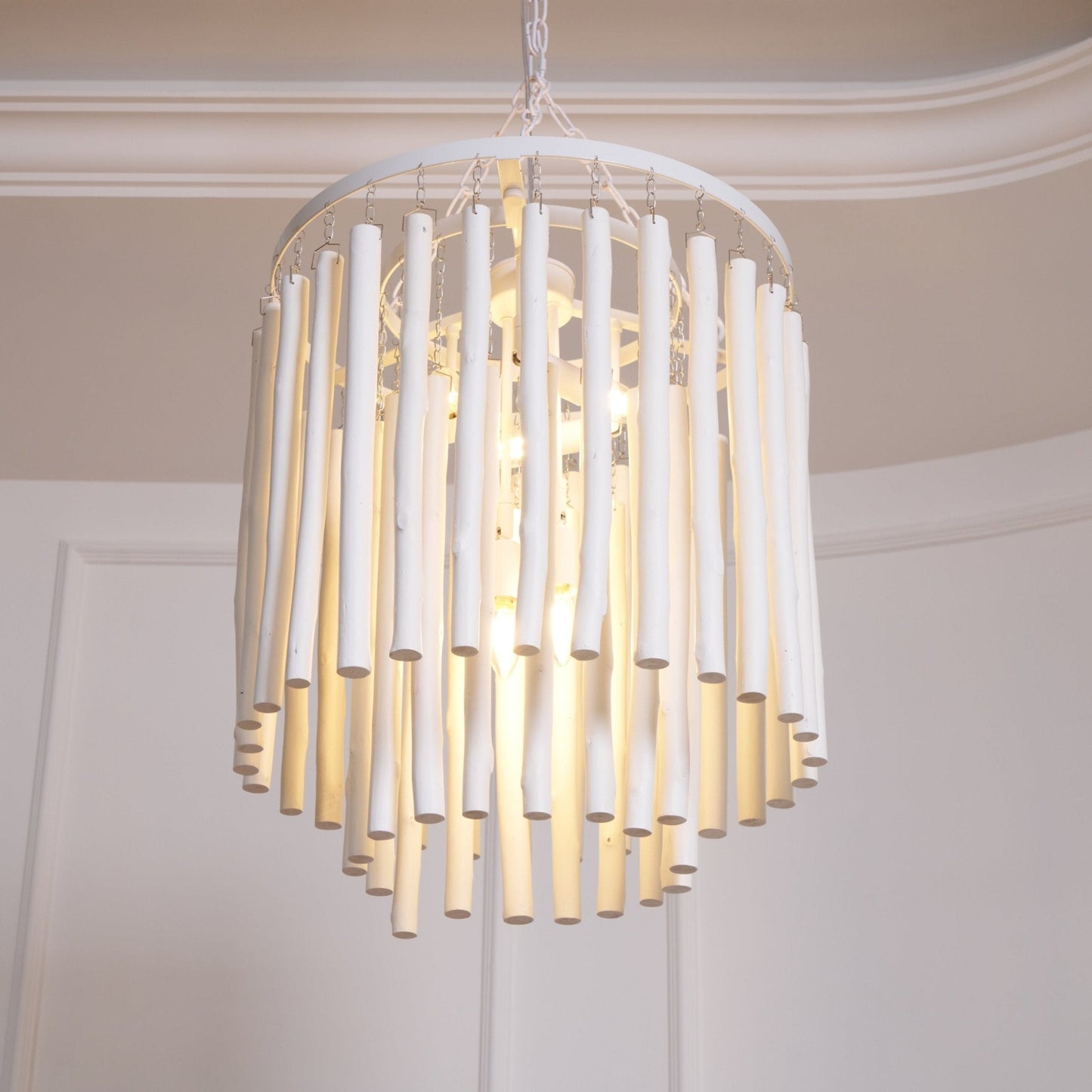Aspen Layered Wood Rod Chandelier