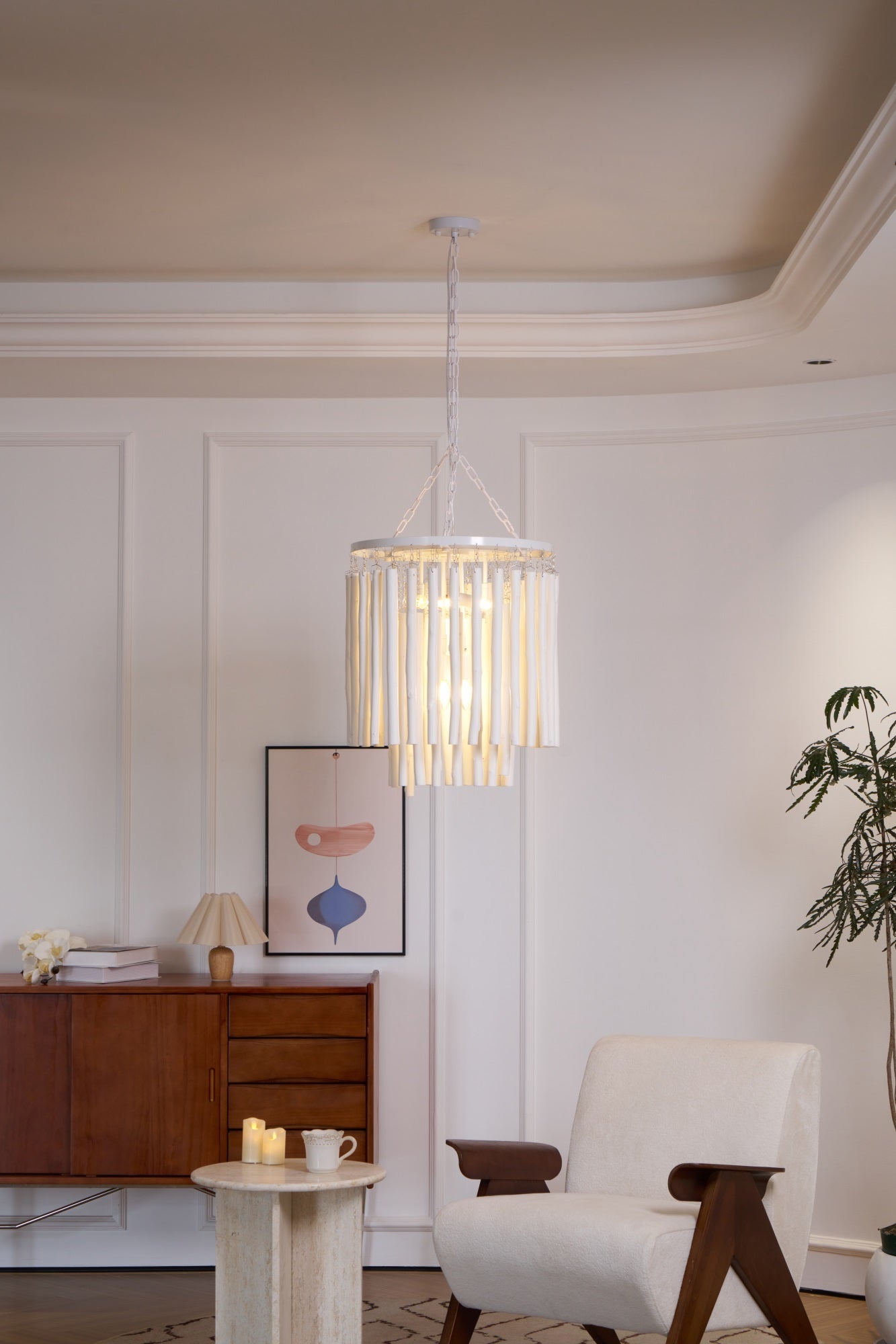 Aspen Layered Wood Rod Chandelier