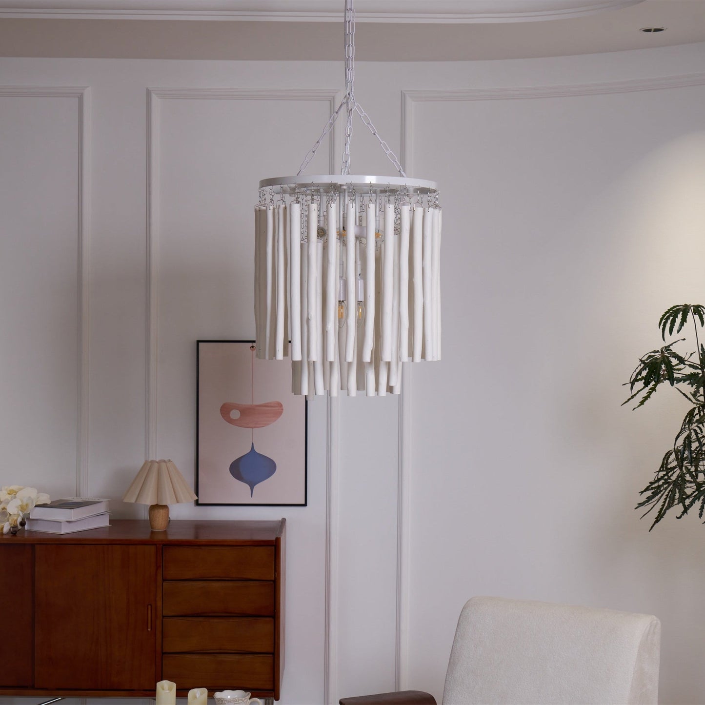 Aspen Layered Wood Rod Chandelier