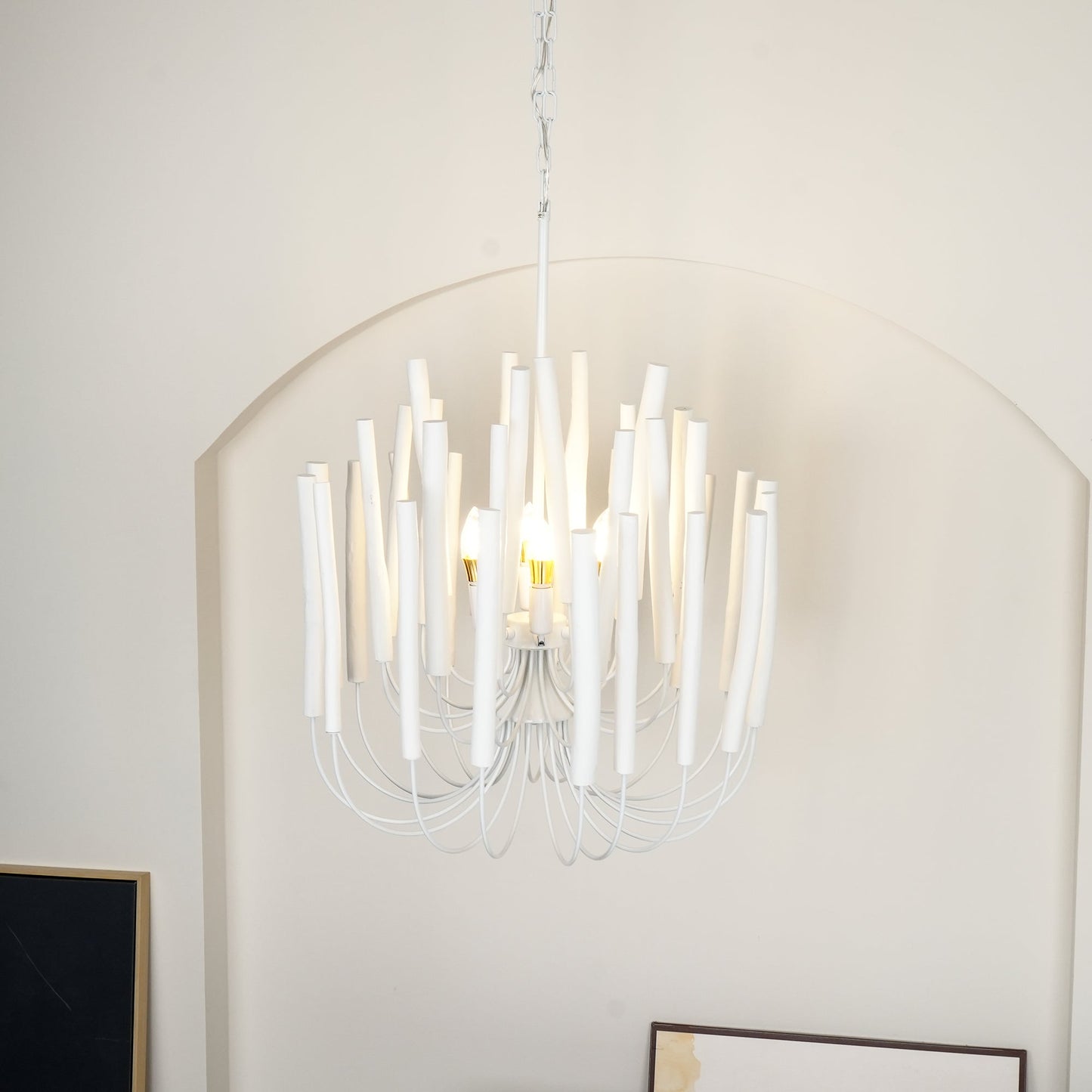 Aspen Layered Wood Rod Chandelier