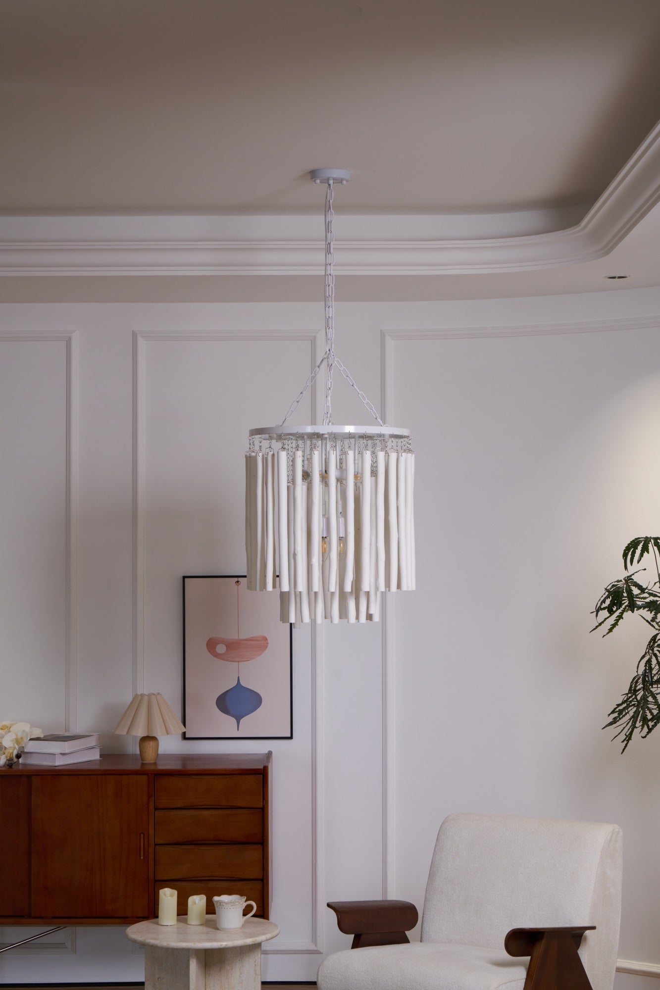 Aspen Layered Wood Rod Chandelier