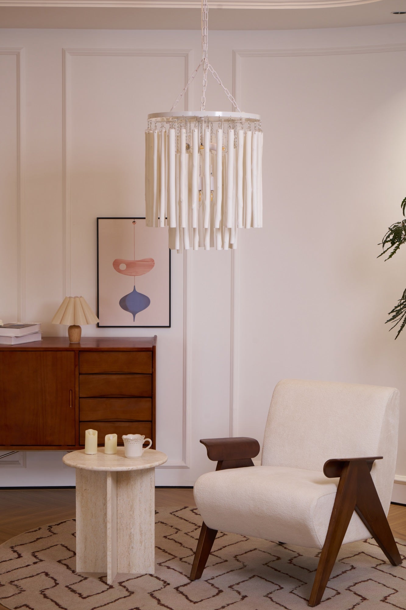 Aspen Layered Wood Rod Chandelier