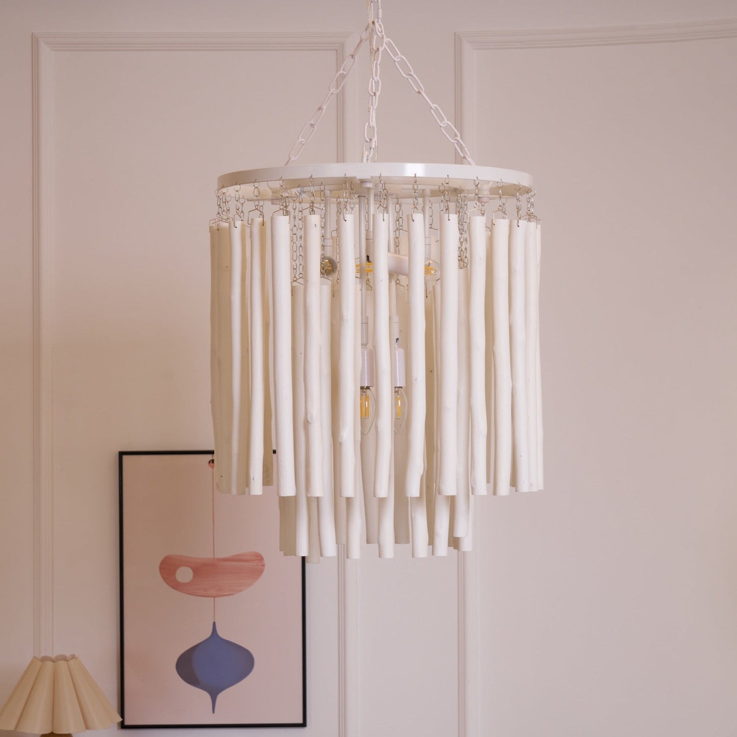 Aspen Layered Wood Rod Chandelier