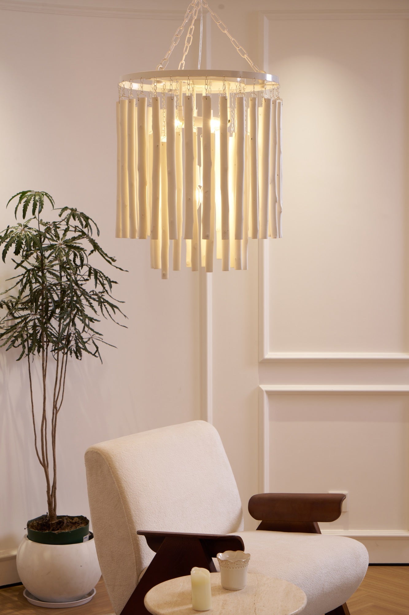 Aspen Layered Wood Rod Chandelier