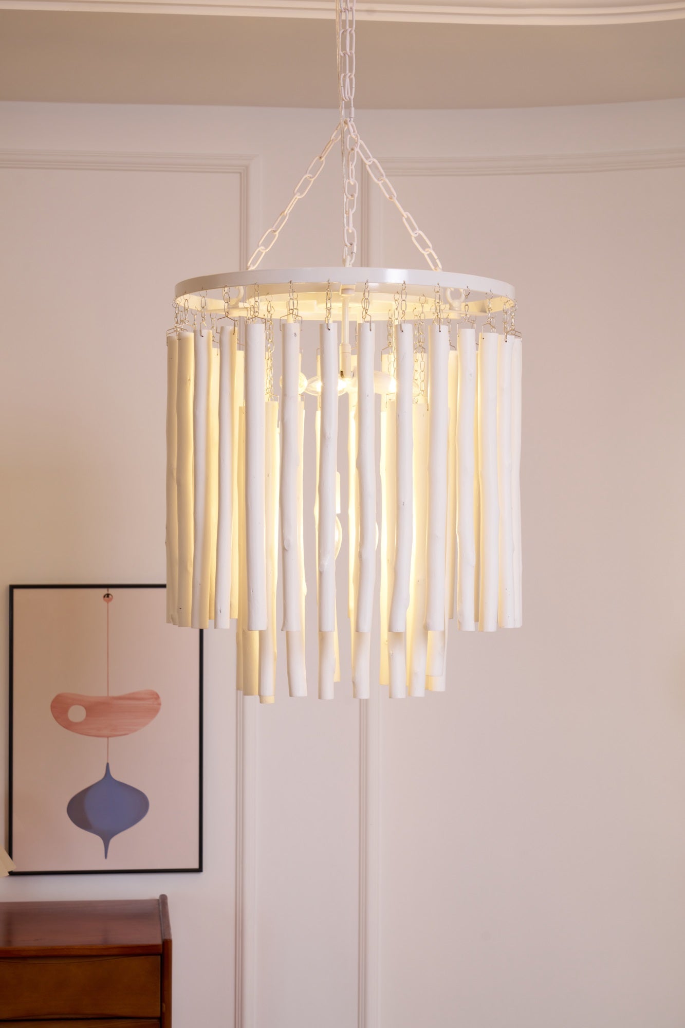 Aspen Layered Wood Rod Chandelier