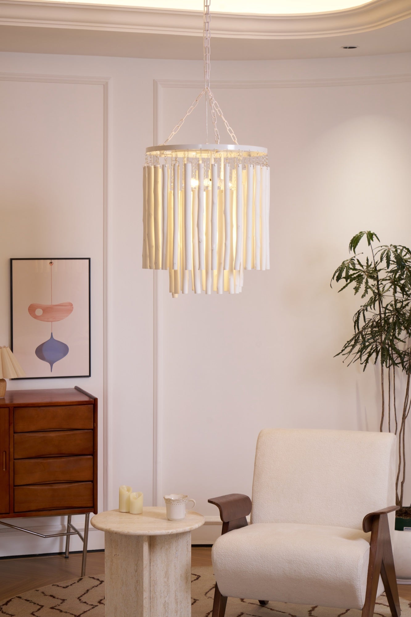 Aspen Layered Wood Rod Chandelier