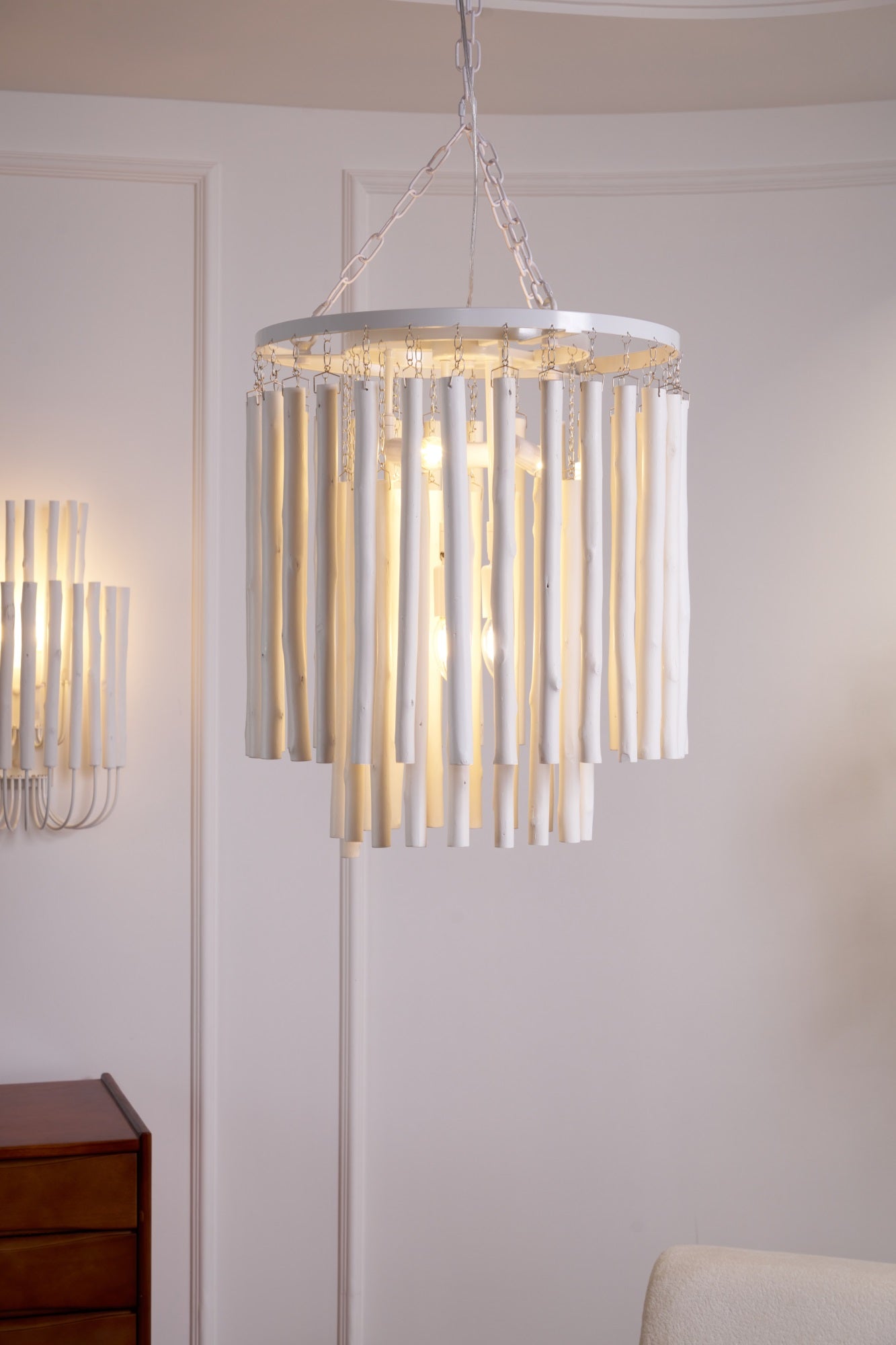 Aspen Layered Wood Rod Chandelier