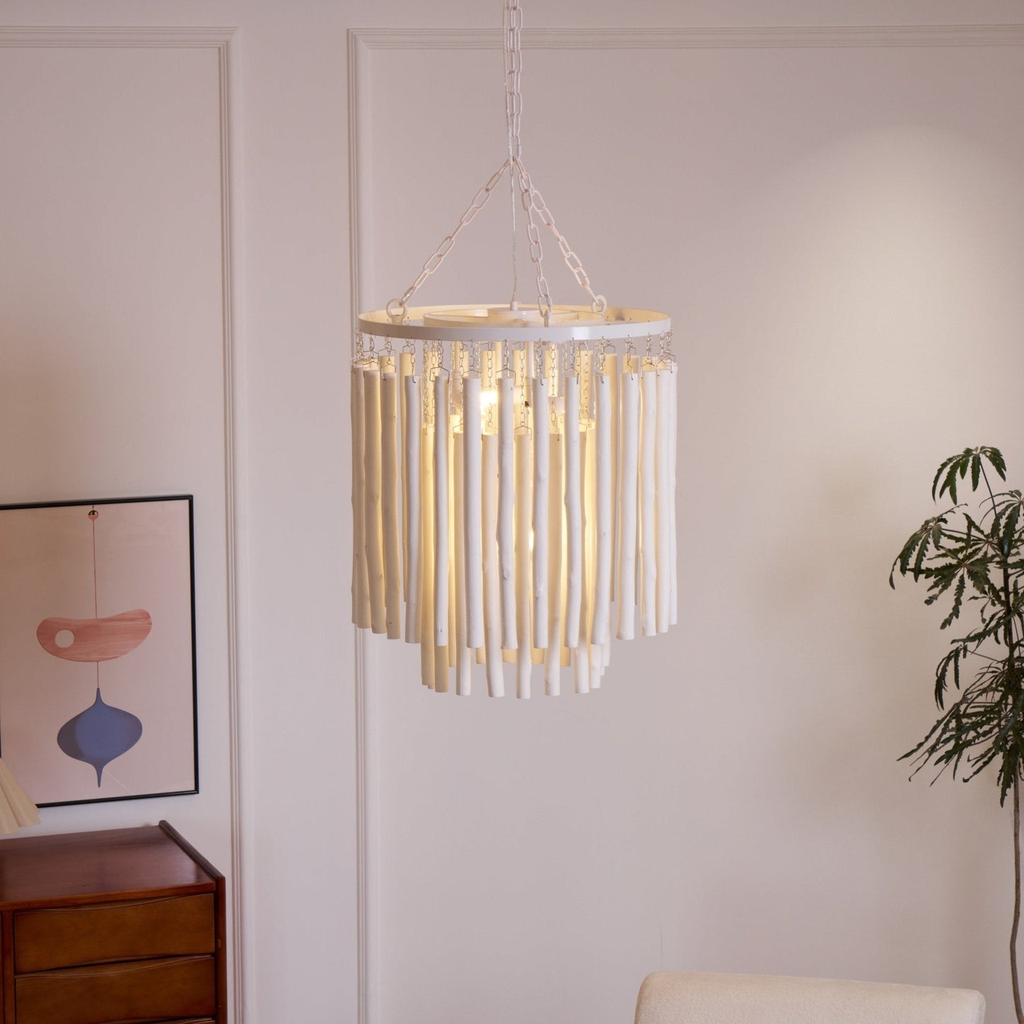 Aspen Layered Wood Rod Chandelier