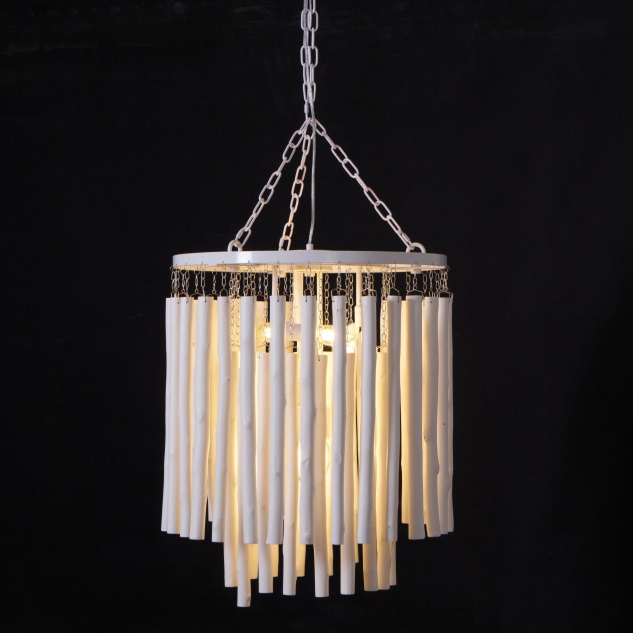 Aspen Layered Wood Rod Chandelier