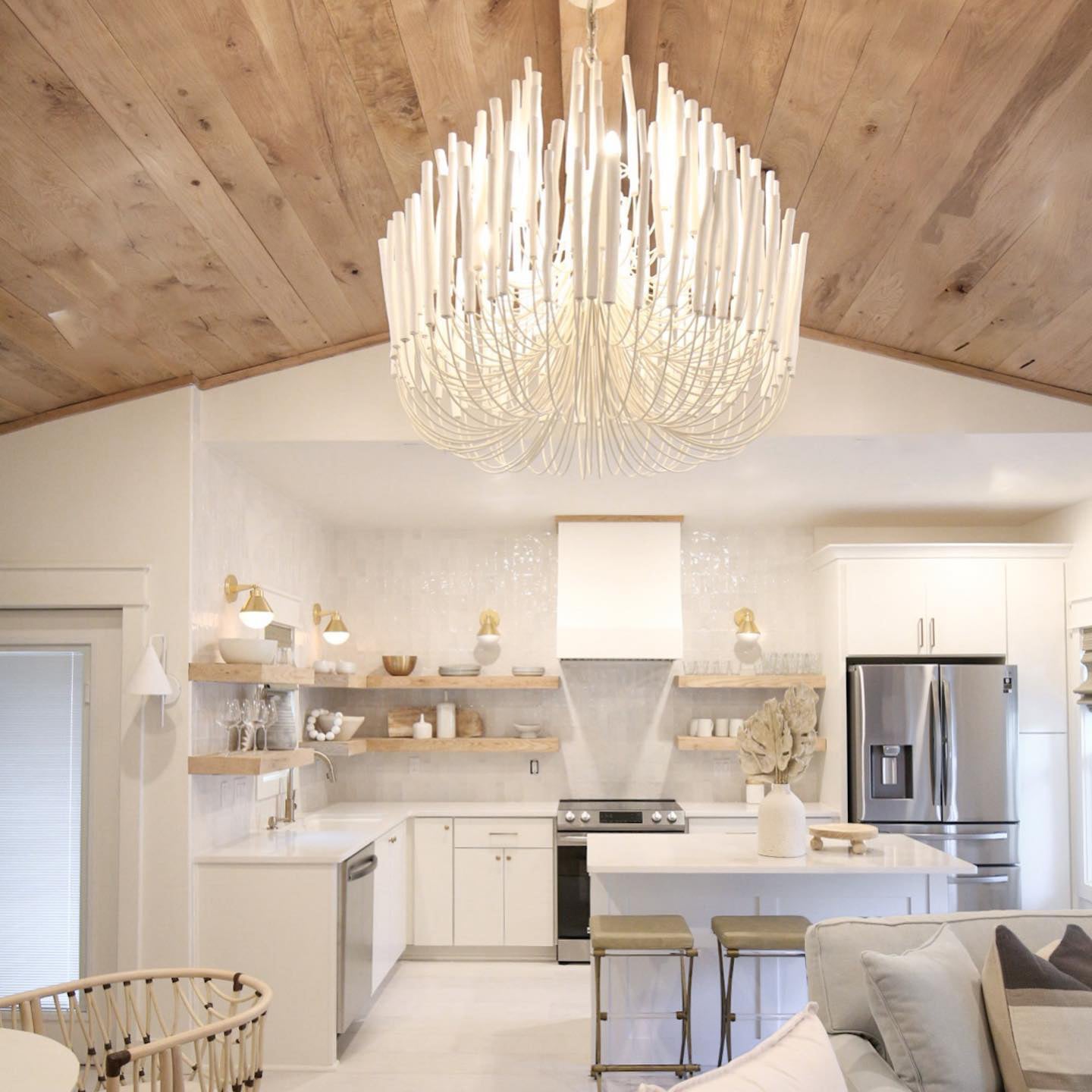 Aspen Layered Wood Rod Chandelier