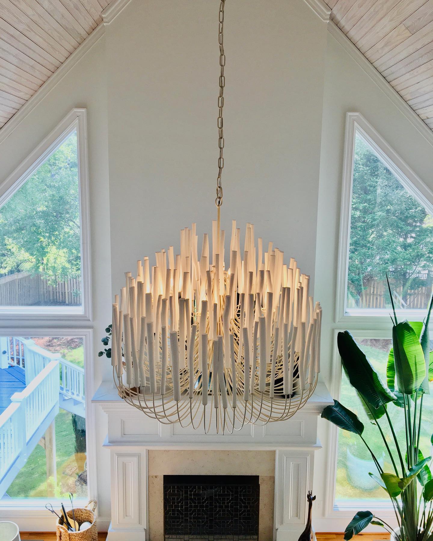 Aspen Layered Wood Rod Chandelier