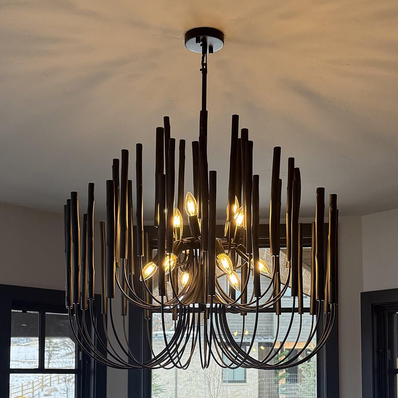 Aspen Layered Wood Rod Chandelier