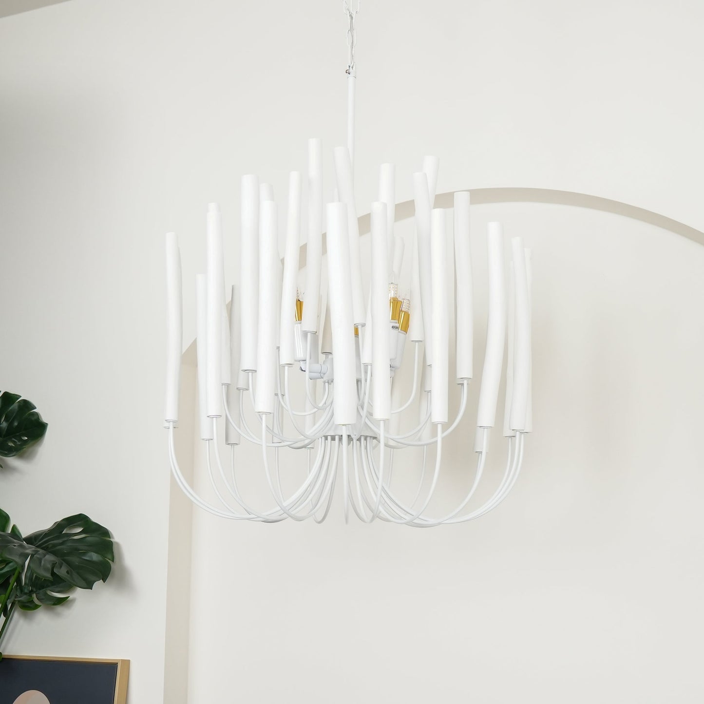Aspen Layered Wood Rod Chandelier