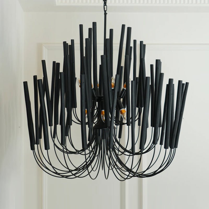 Aspen Layered Wood Rod Chandelier