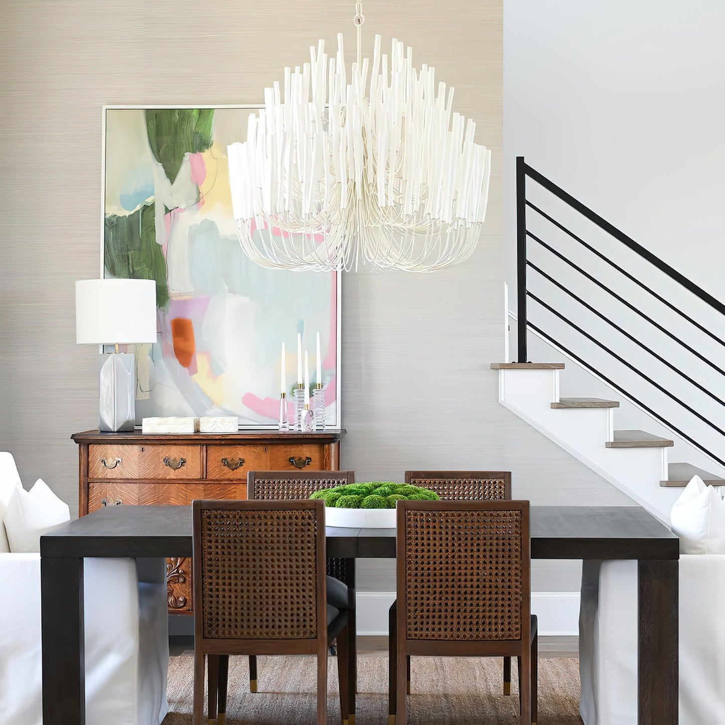 Aspen Layered Wood Rod Chandelier