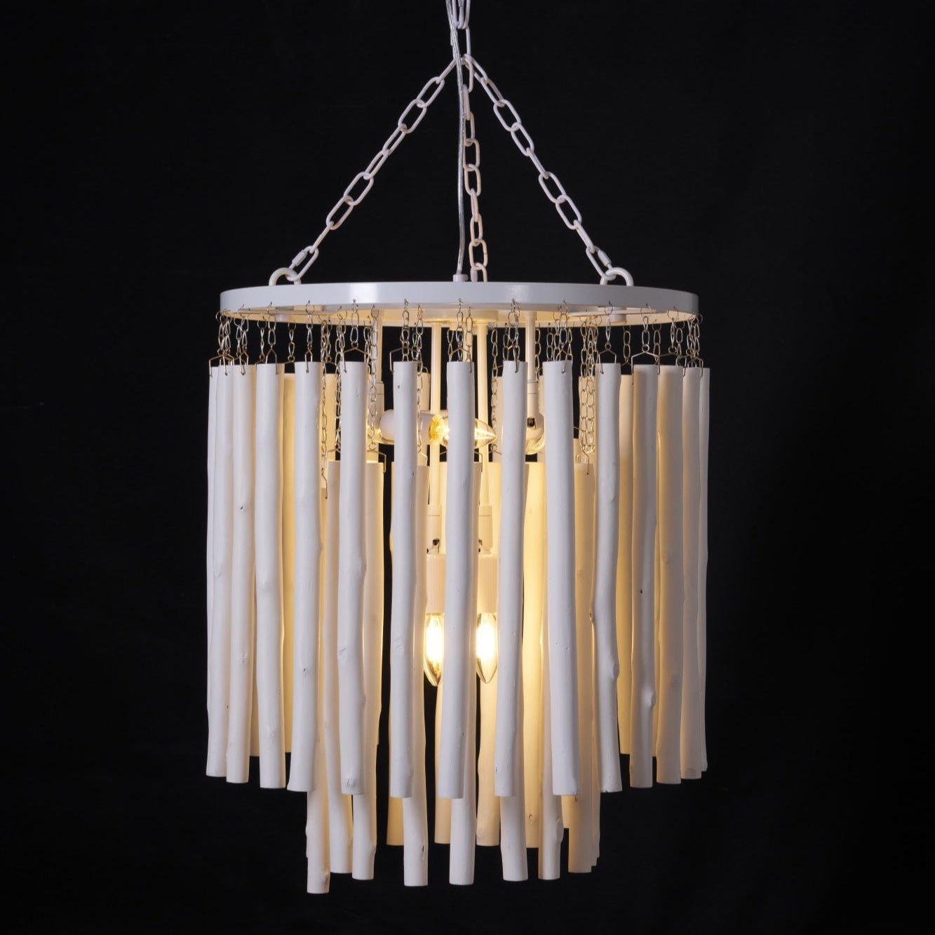 Aspen Layered Wood Rod Chandelier