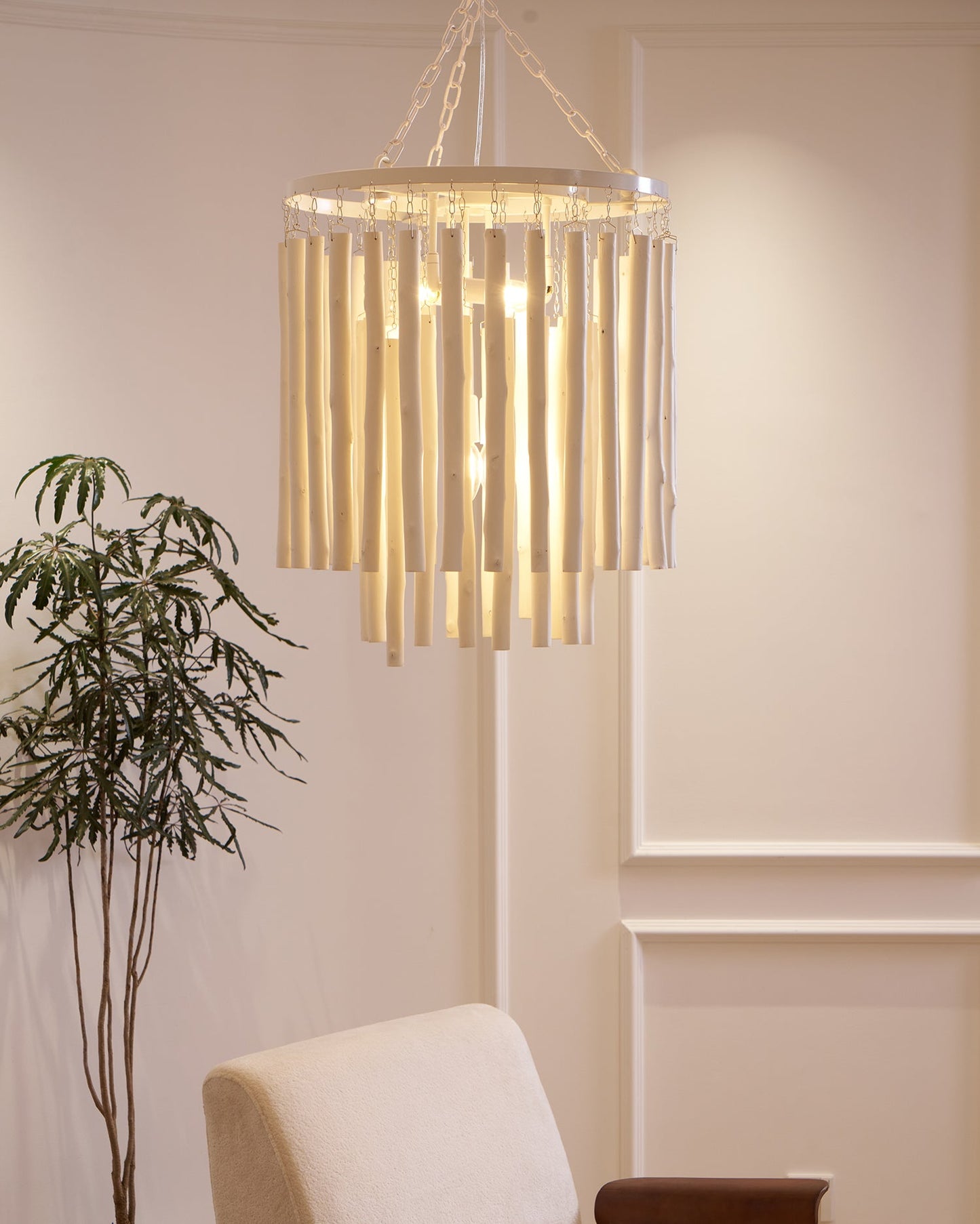 Aspen Layered Wood Rod Chandelier