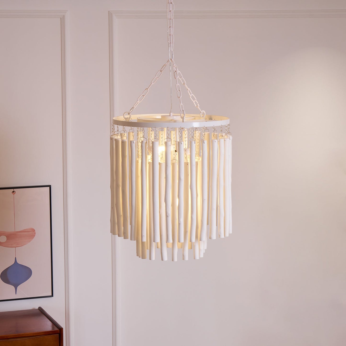 Aspen Layered Wood Rod Chandelier