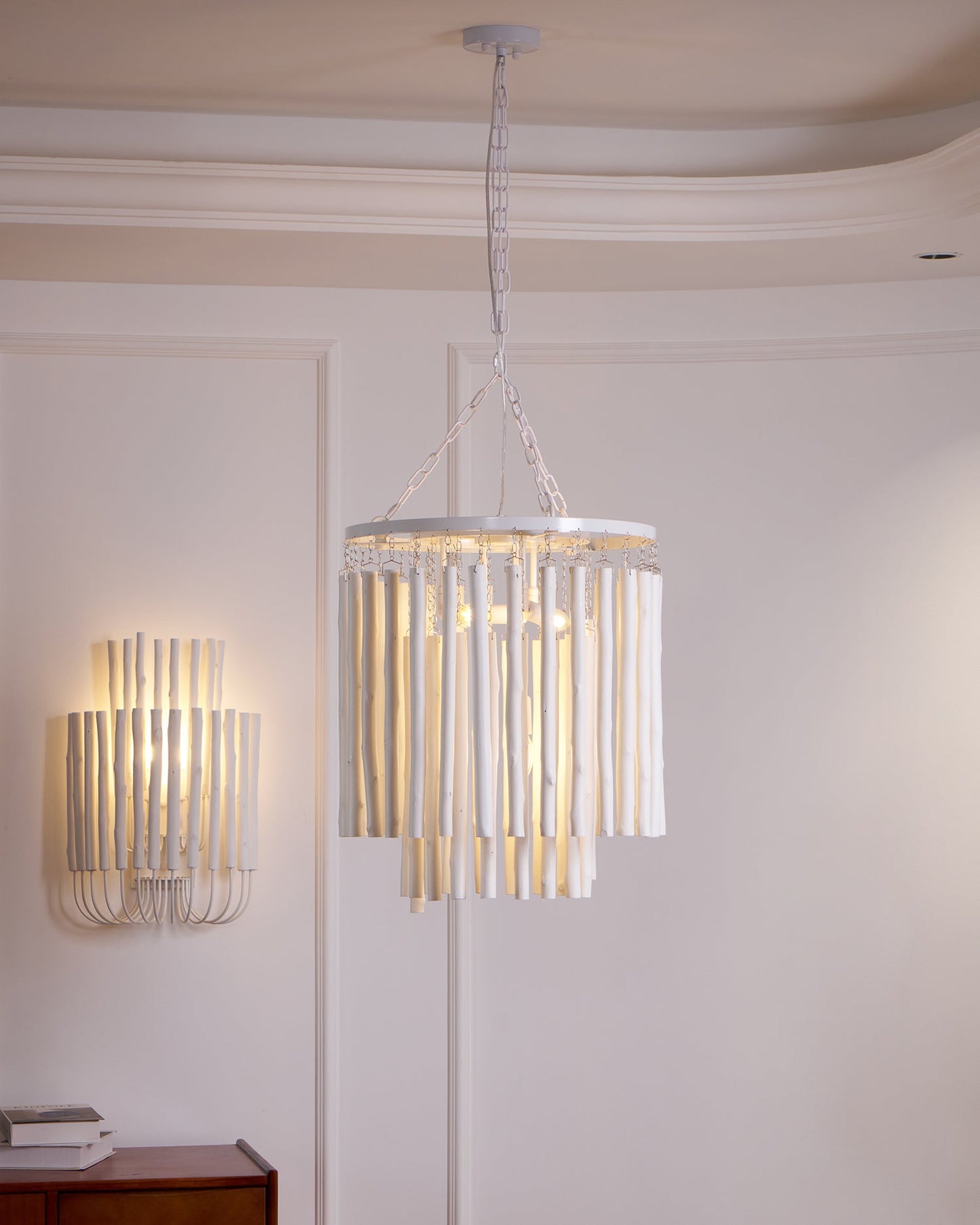 Aspen Layered Wood Rod Chandelier