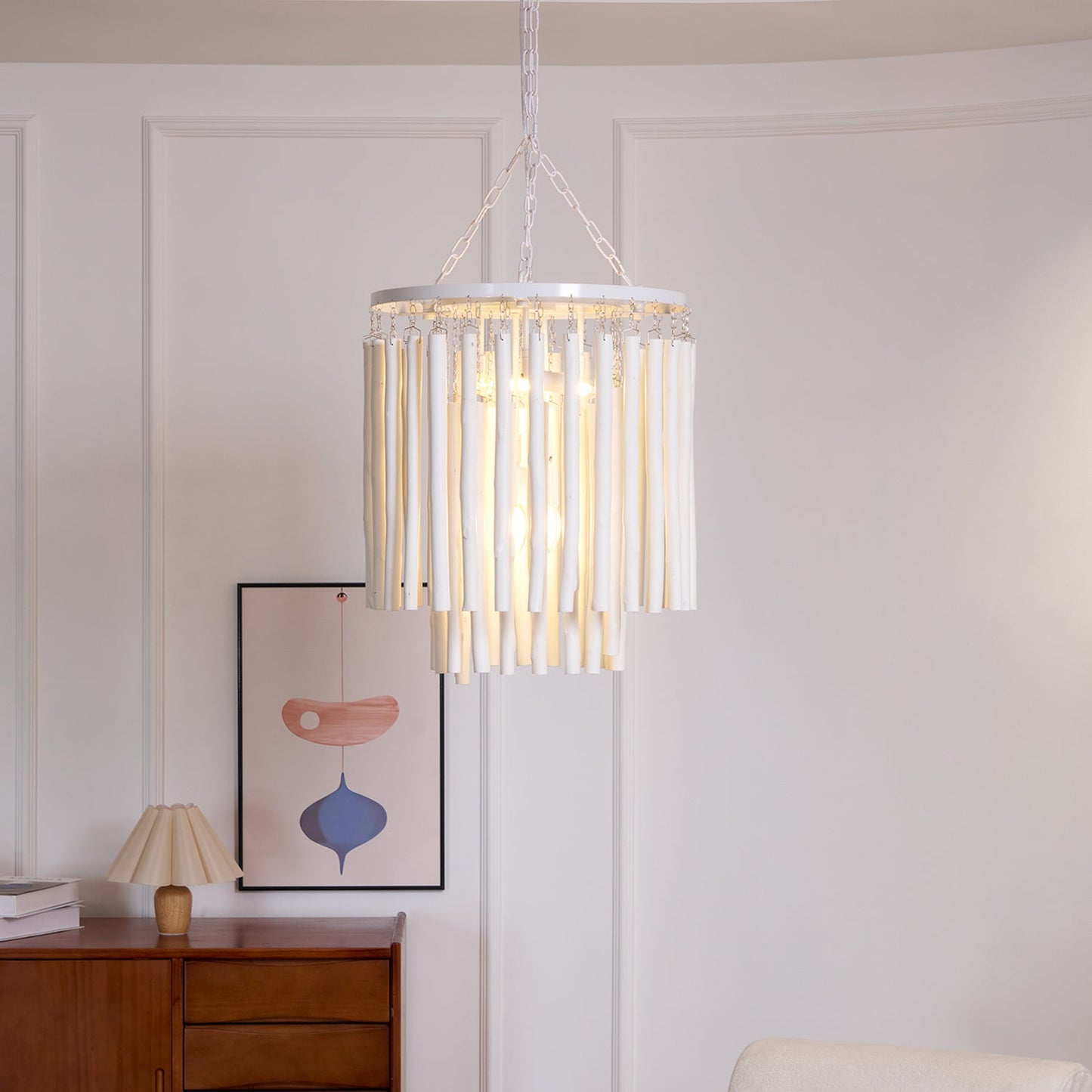 Aspen Layered Wood Rod Chandelier