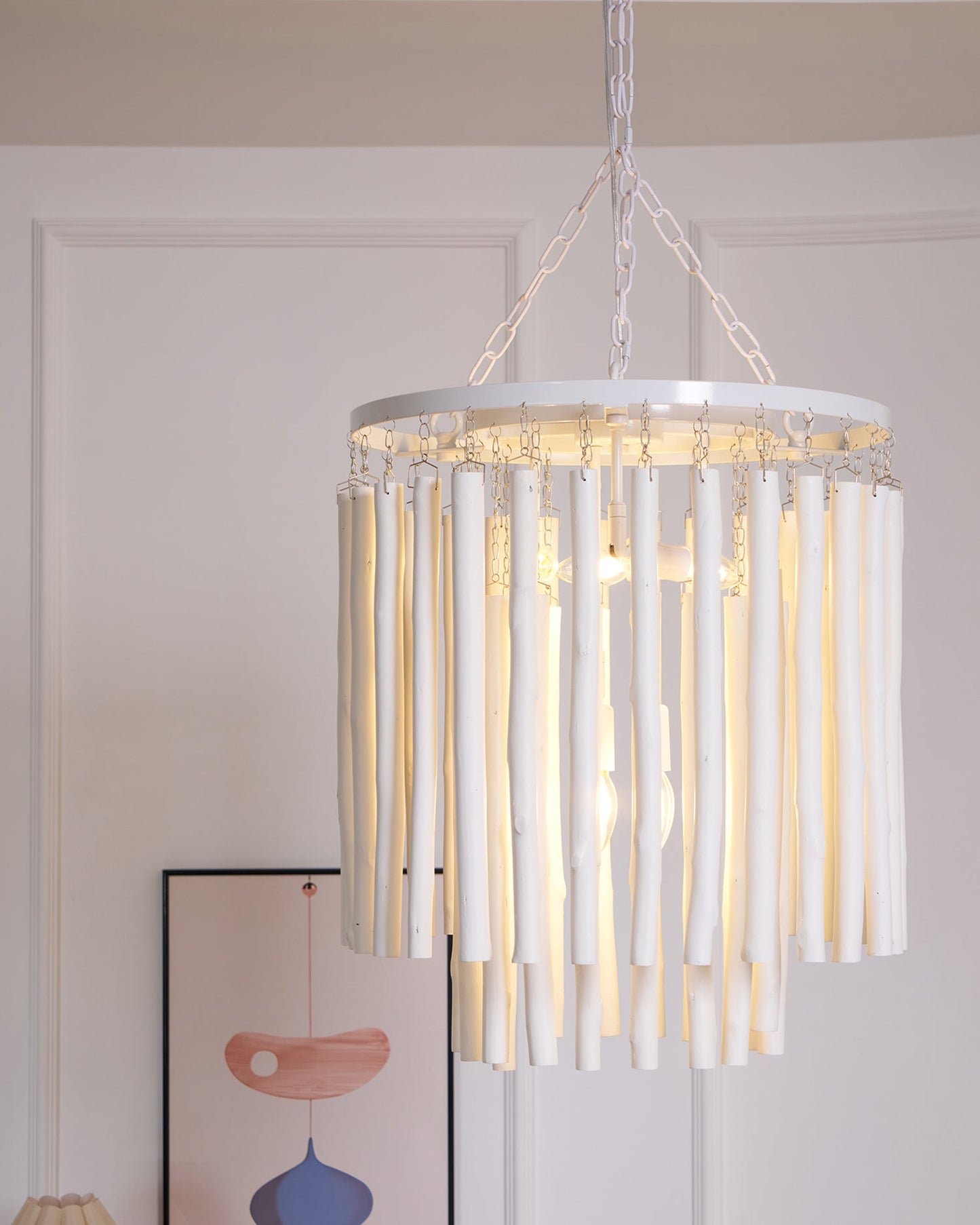 Aspen Layered Wood Rod Chandelier