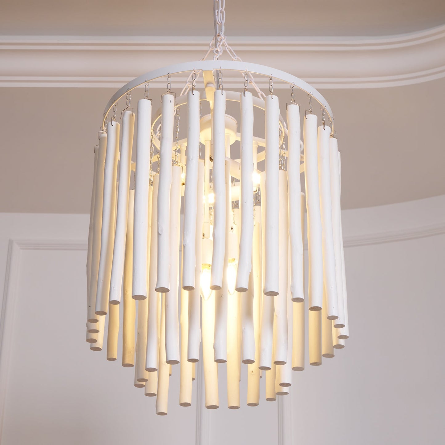 Aspen Layered Wood Rod Chandelier