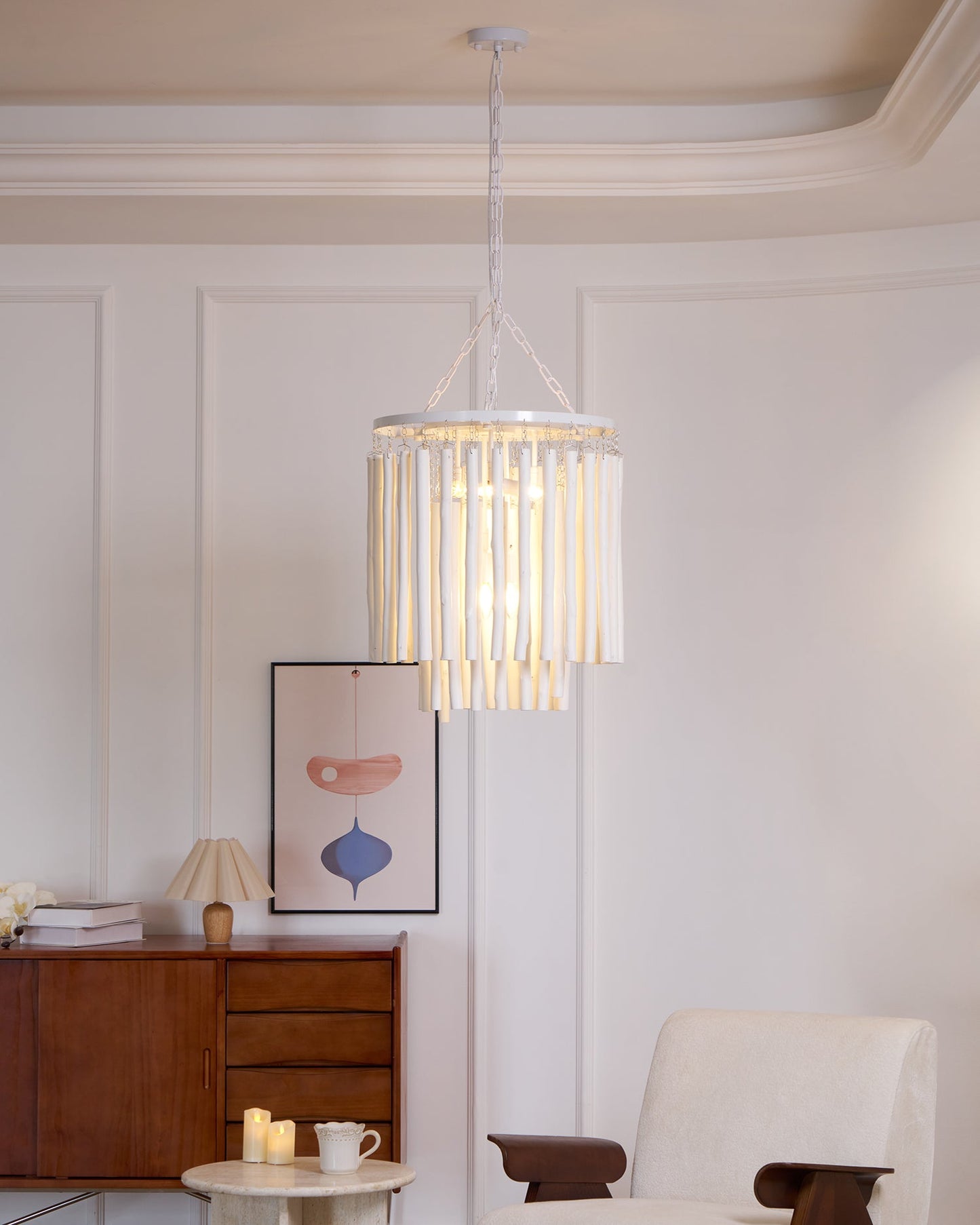 Aspen Layered Wood Rod Chandelier