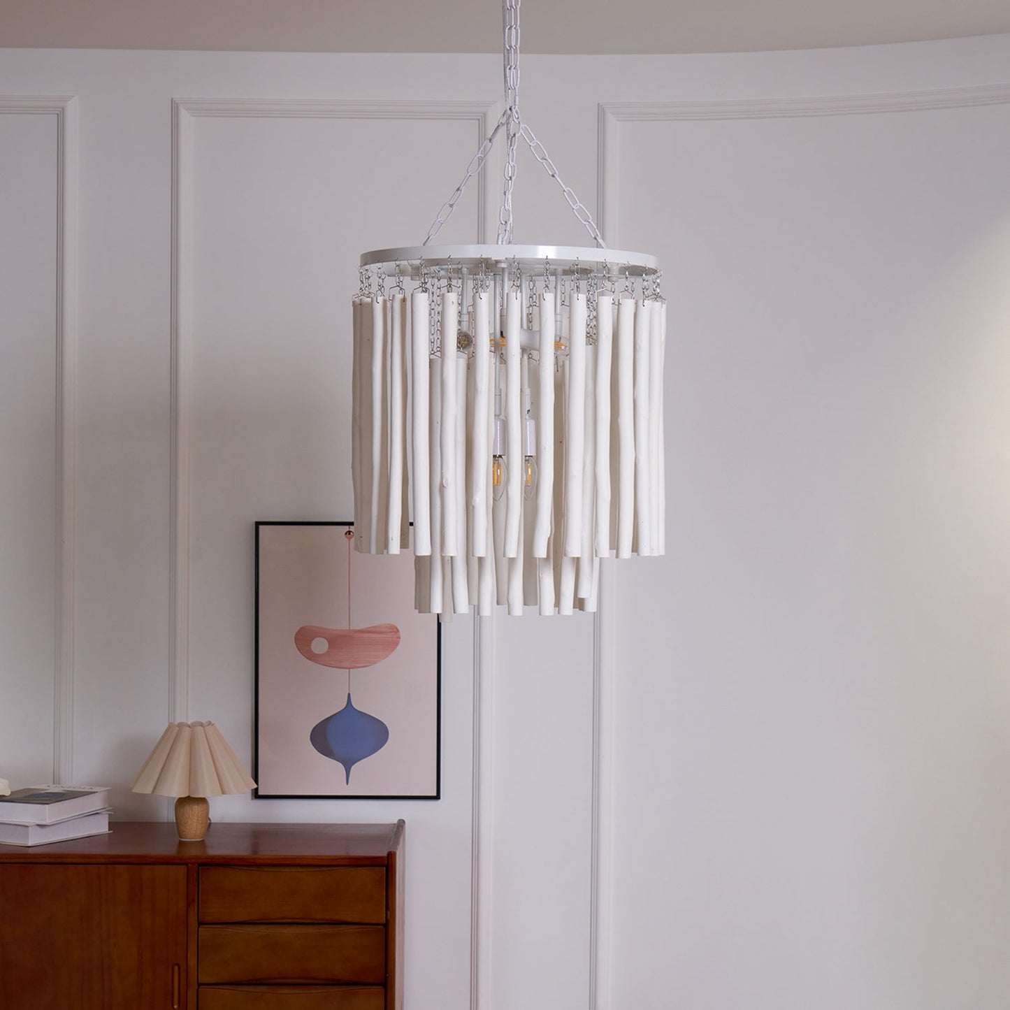 Aspen Layered Wood Rod Chandelier