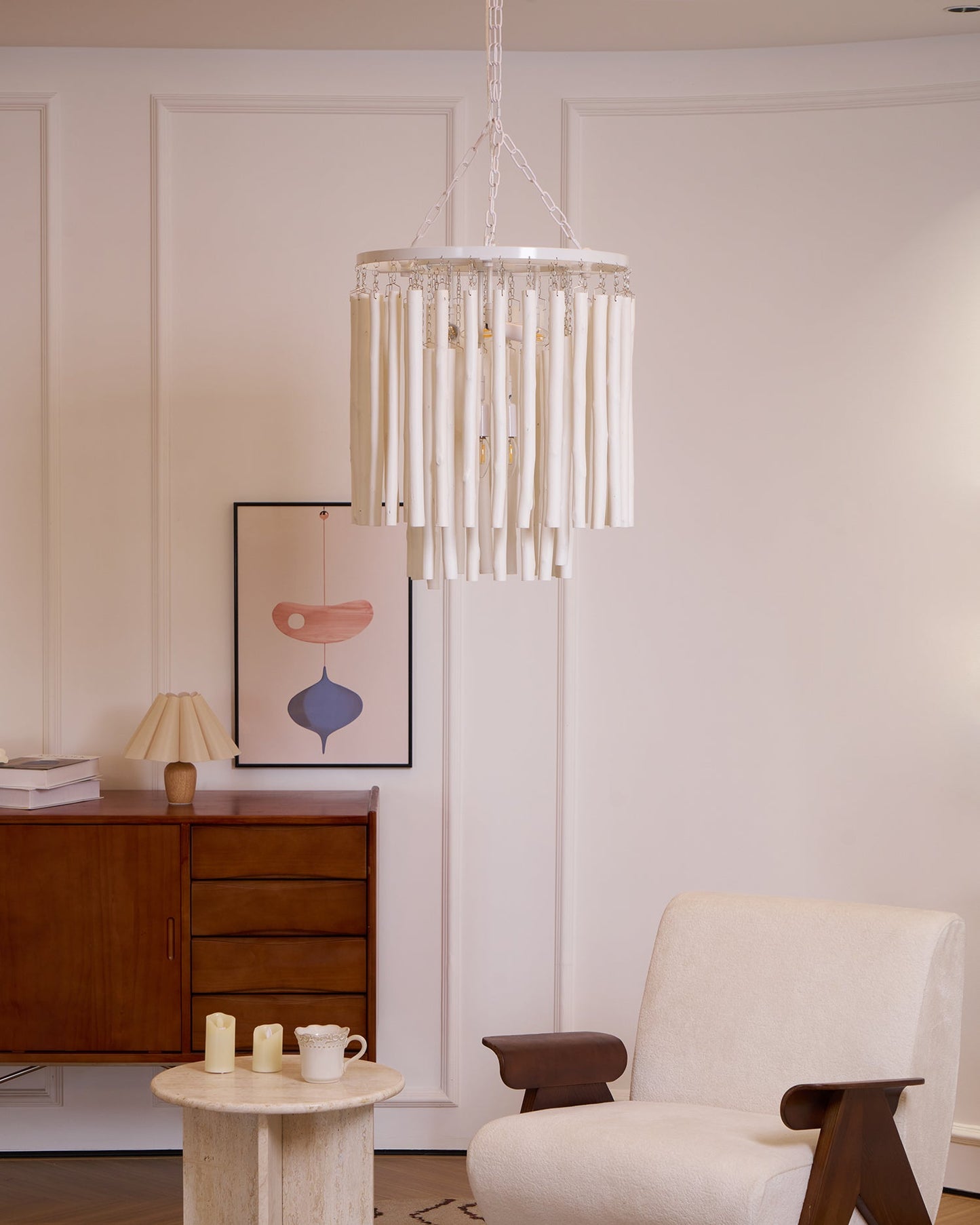 Aspen Layered Wood Rod Chandelier