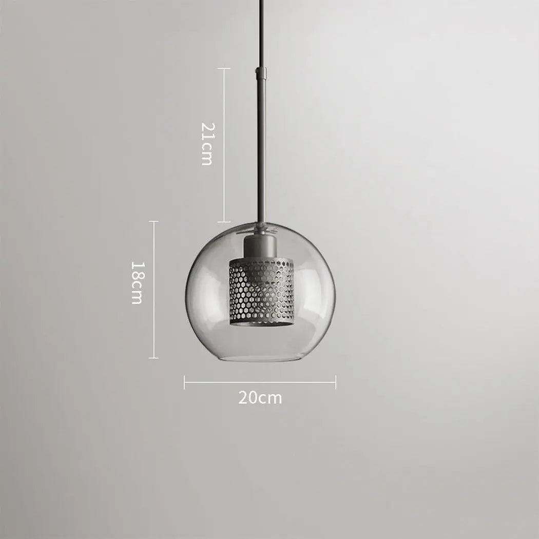 Mesh-Banded Glass Globe Pendant Light — Metal & Glass Shade in Sphere, Capsule & Oversized Silhouettes, Bronze Finish, E27 Modern Hanging Lamp for Kitchens, Bars, Bedrooms & Dining Rooms Erbstuk