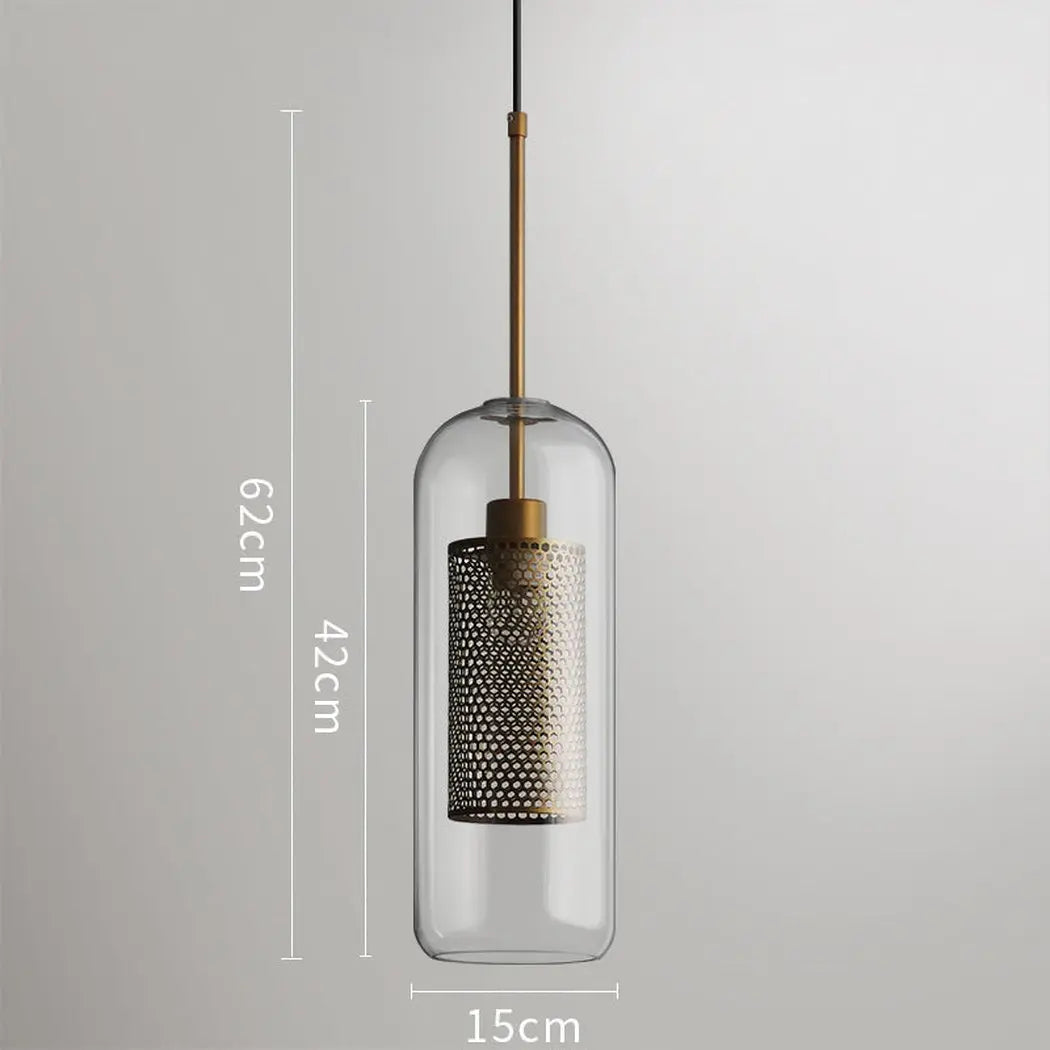Mesh-Banded Glass Globe Pendant Light — Metal & Glass Shade in Sphere, Capsule & Oversized Silhouettes, Bronze Finish, E27 Modern Hanging Lamp for Kitchens, Bars, Bedrooms & Dining Rooms Erbstuk