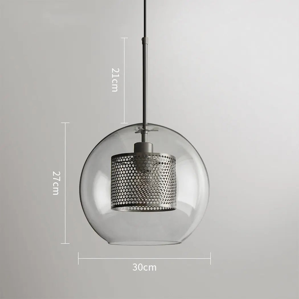 Mesh-Banded Glass Globe Pendant Light — Metal & Glass Shade in Sphere, Capsule & Oversized Silhouettes, Bronze Finish, E27 Modern Hanging Lamp for Kitchens, Bars, Bedrooms & Dining Rooms Erbstuk