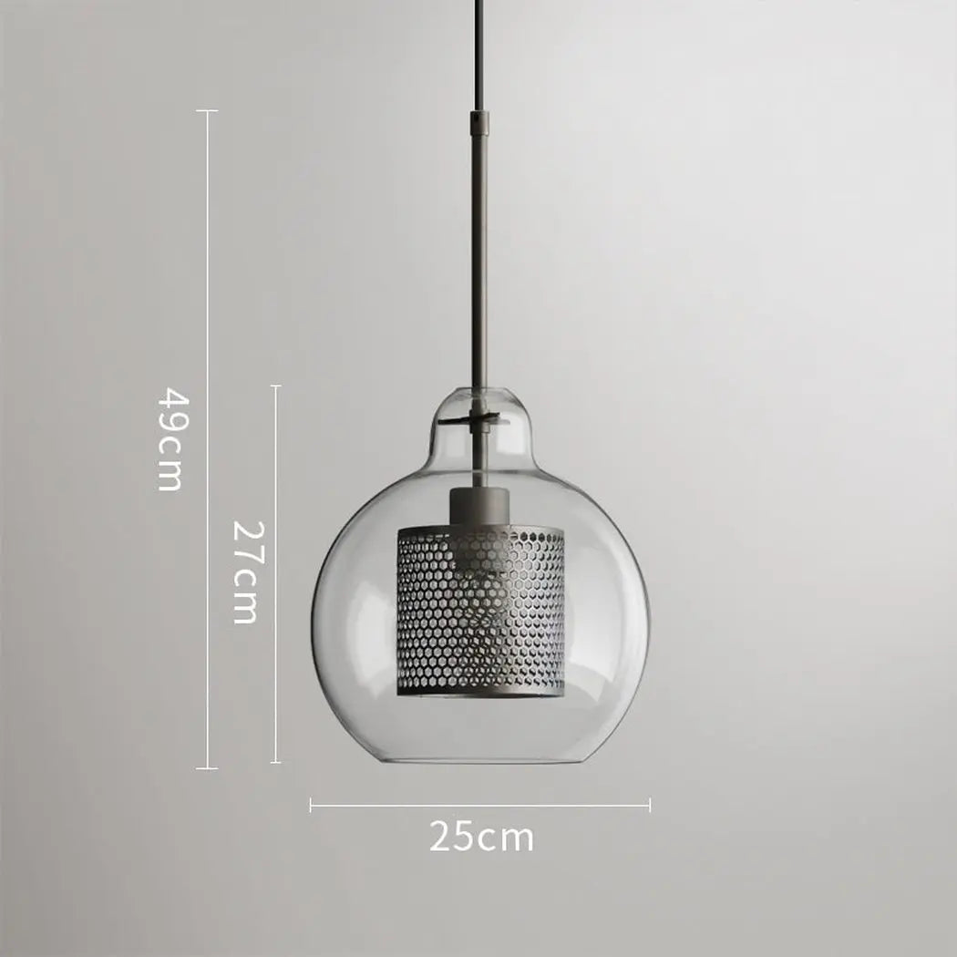 Mesh-Banded Glass Globe Pendant Light — Metal & Glass Shade in Sphere, Capsule & Oversized Silhouettes, Bronze Finish, E27 Modern Hanging Lamp for Kitchens, Bars, Bedrooms & Dining Rooms Erbstuk