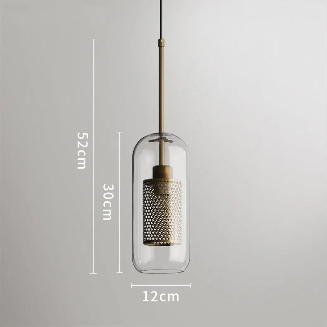 Mesh-Banded Glass Globe Pendant Light — Metal & Glass Shade in Sphere, Capsule & Oversized Silhouettes, Bronze Finish, E27 Modern Hanging Lamp for Kitchens, Bars, Bedrooms & Dining Rooms Erbstuk